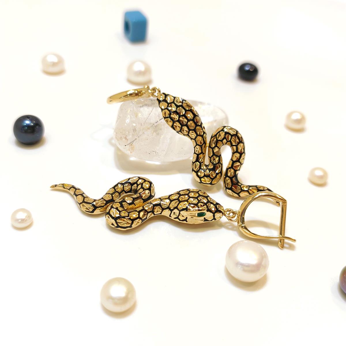 Yılan Sallanan Küpe 14 Ayar Altın HD VİDEOLU