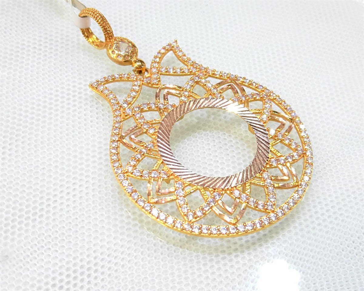 Lale Çeyrek Ziynet yada Ata Yarım Sikke için çerçeve Kolye 14 Ayar Altın