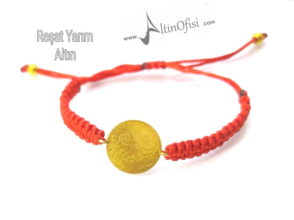 Reşat Yarım Altın Makrome Örgü Bileklik Ayar Altın