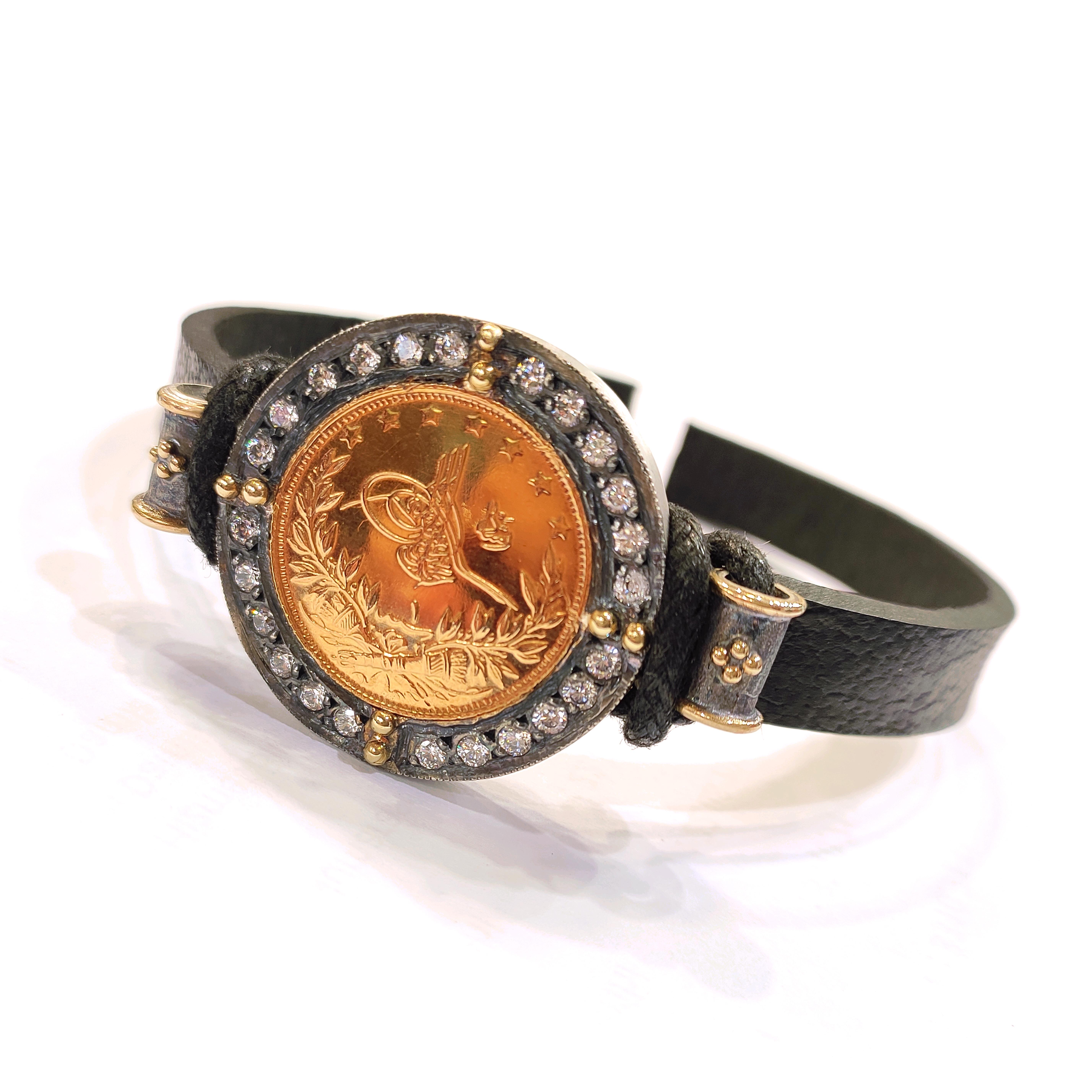 Reşat Tam Altınlı GERÇEK DERİ Bileklik Özel Tasarım