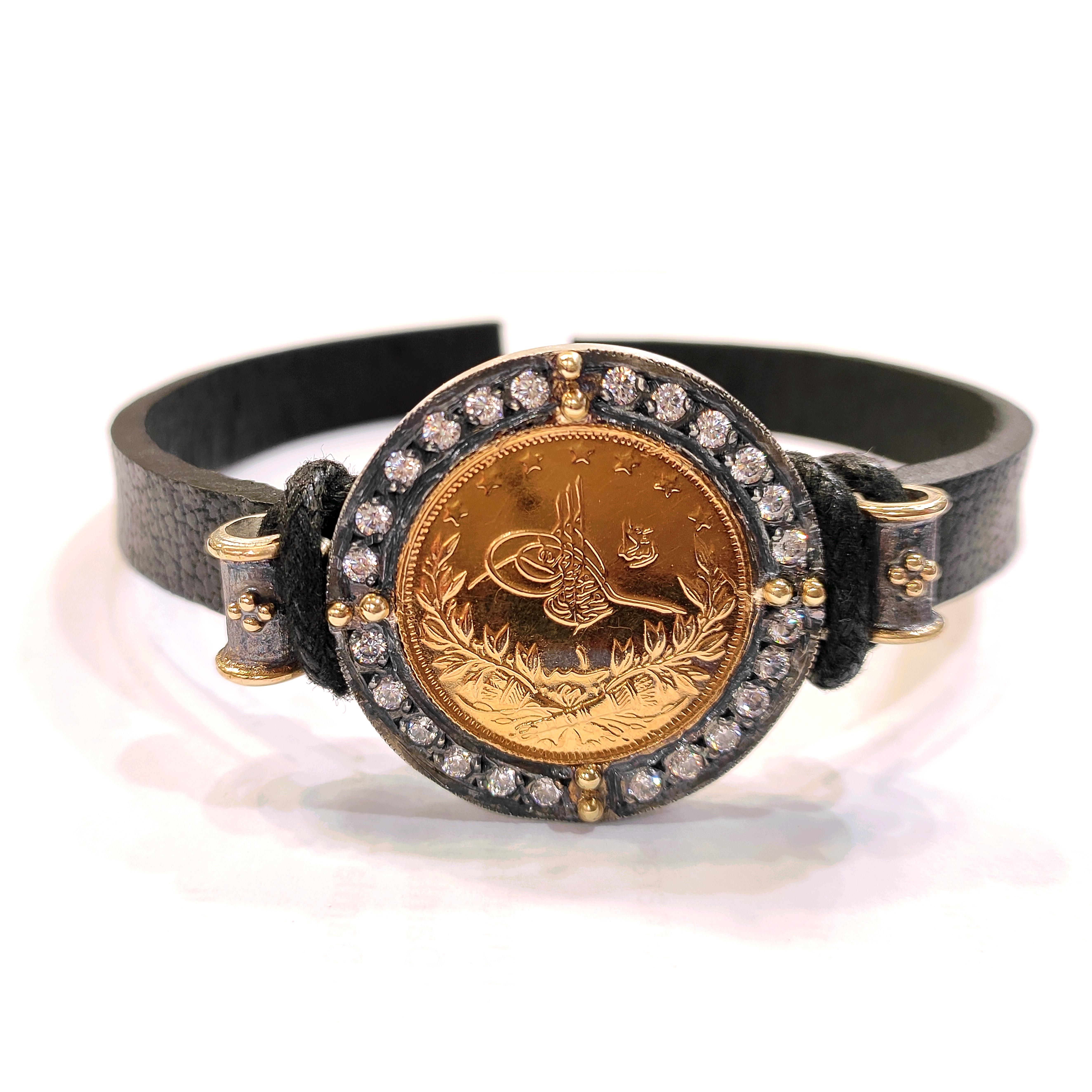 Reşat Tam Altınlı GERÇEK DERİ Bileklik Özel Tasarım