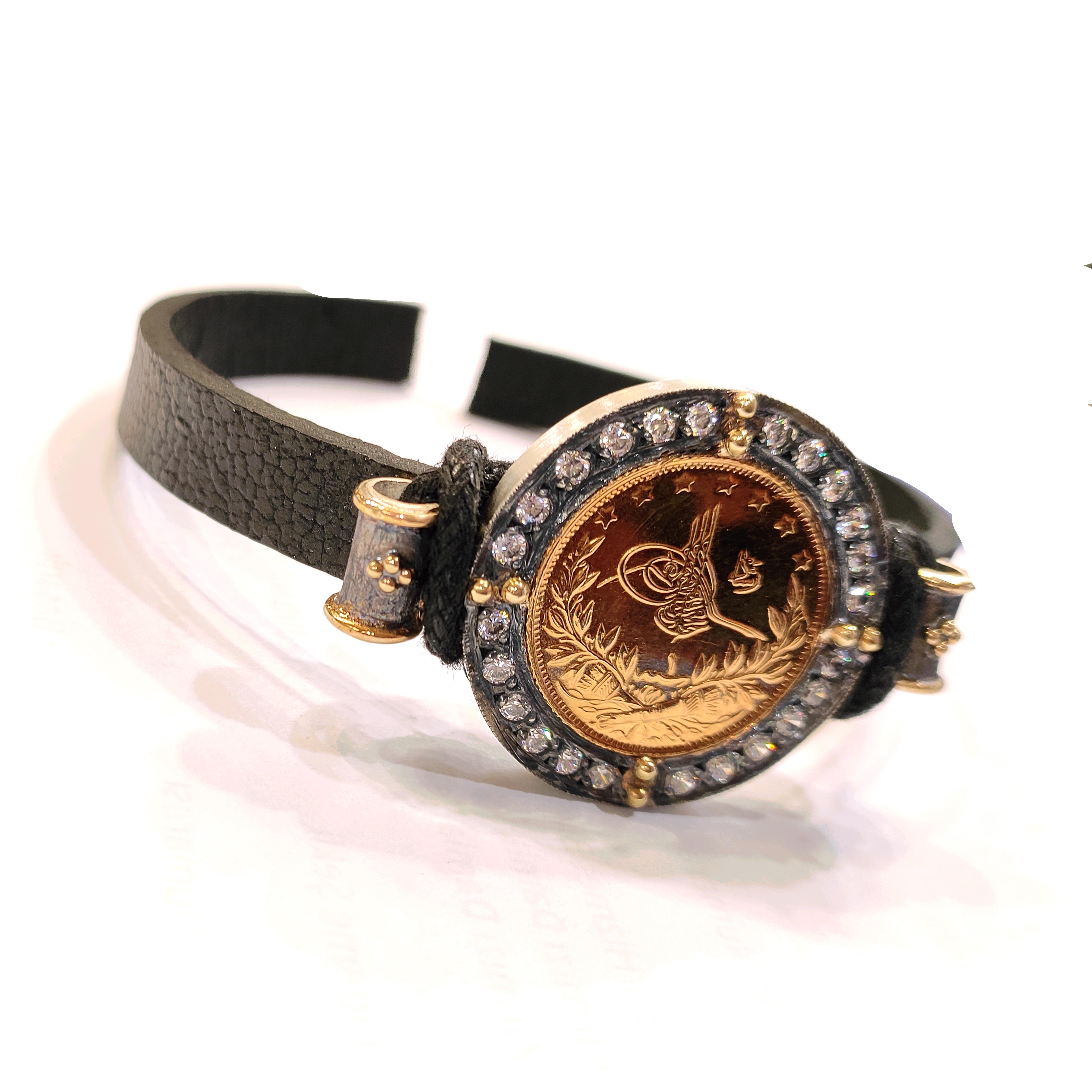 Reşat Tam Altınlı GERÇEK DERİ Bileklik Özel Tasarım