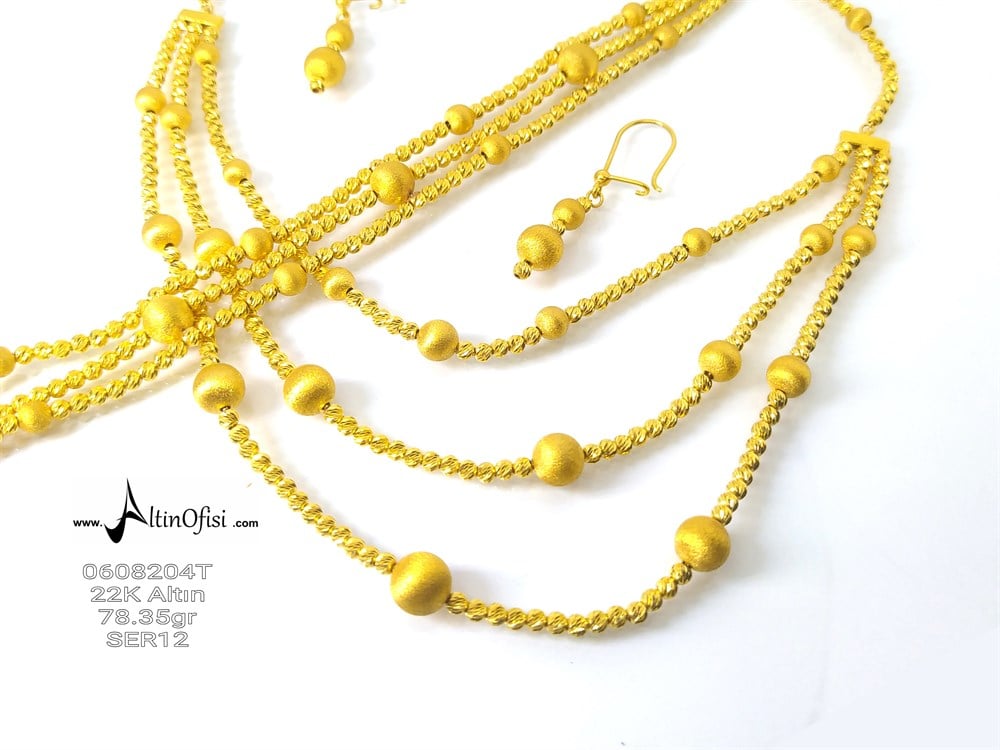 Üçlü Dorika Toplu Düğün Set 22 Ayar Altın