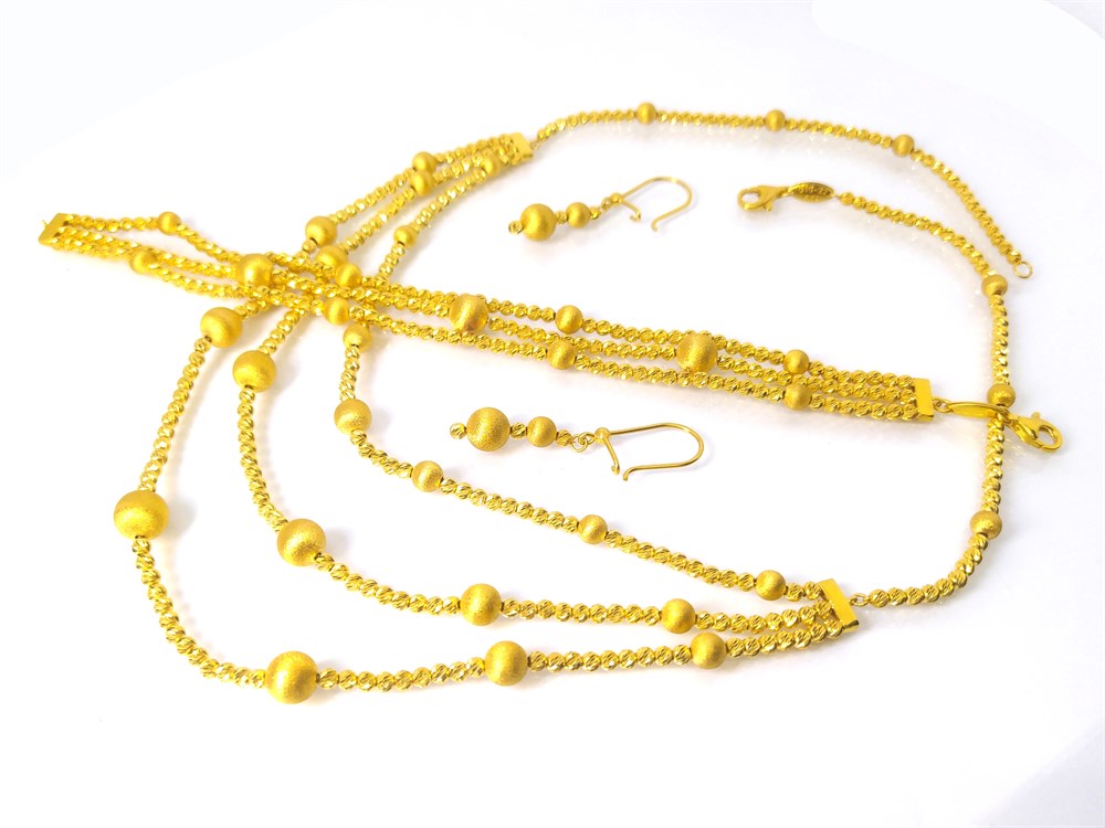 Üçlü Dorika Toplu Düğün Set 22 Ayar Altın