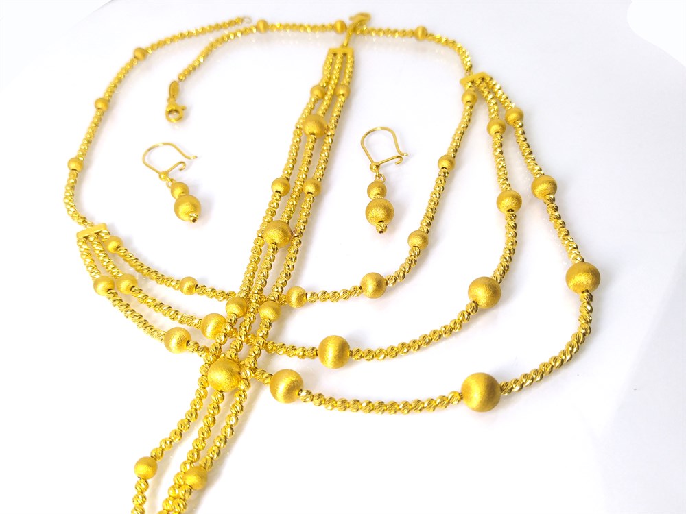 Üçlü Dorika Toplu Düğün Set 22 Ayar Altın