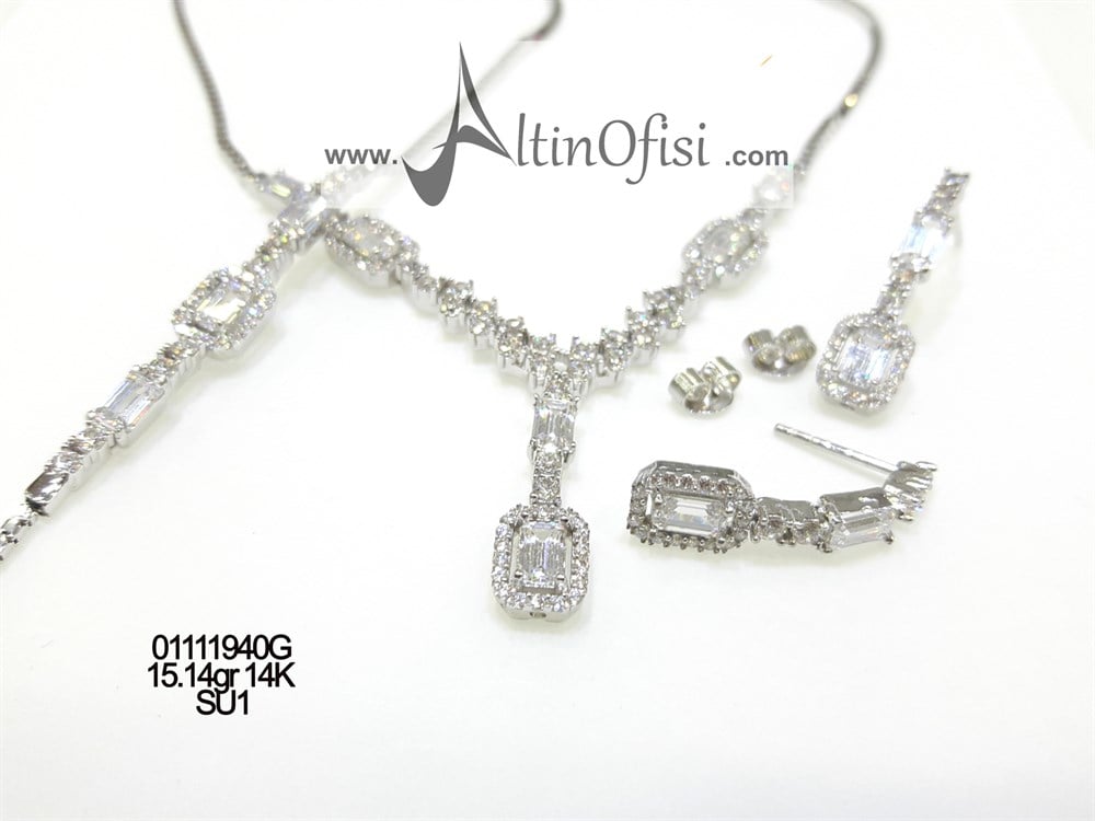 Baget Taşlı Set Takım 14 Ayar Altın 