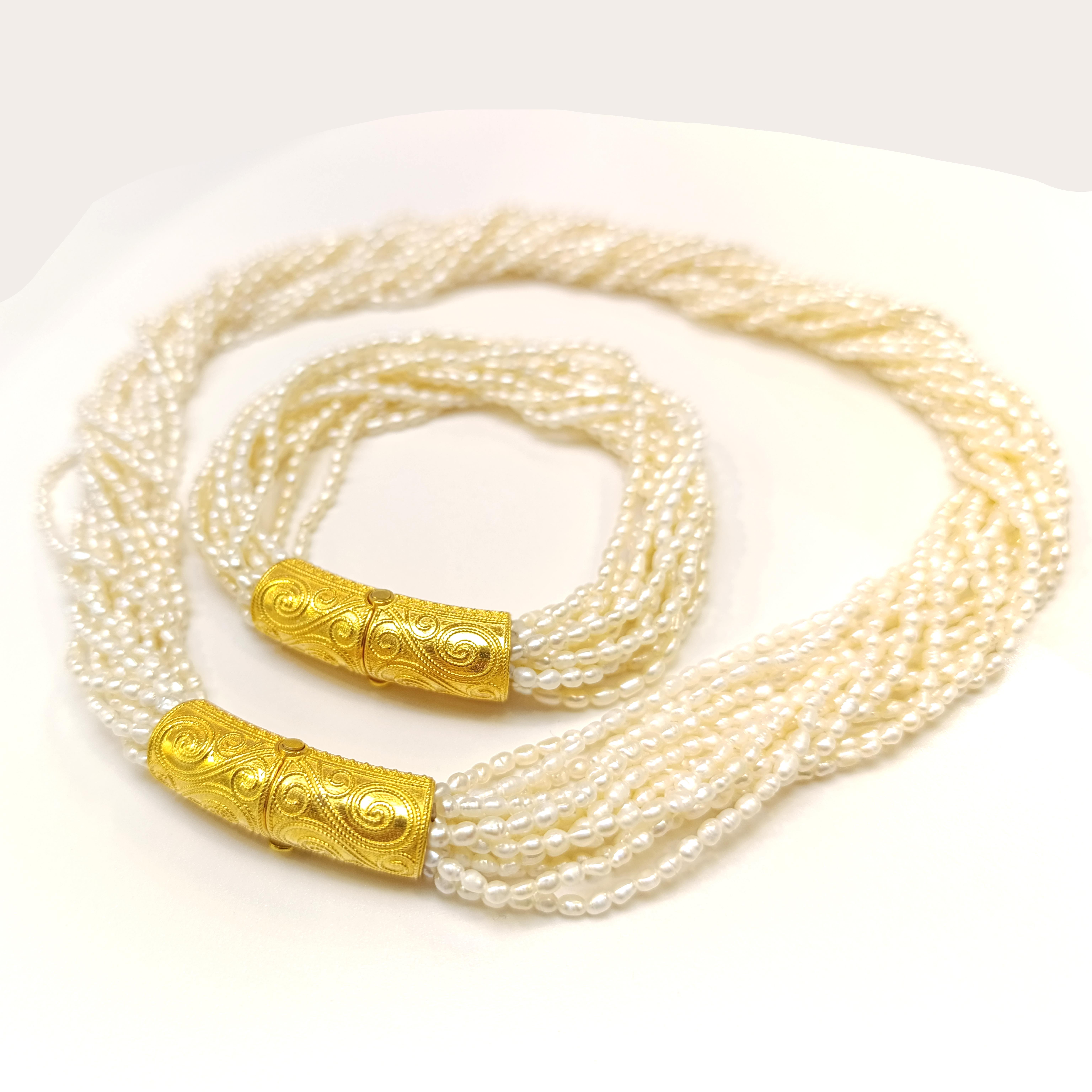 Gerçek İnci Taşlı Antik Set Takım 14 Ayar Altın HD VİDEOLU