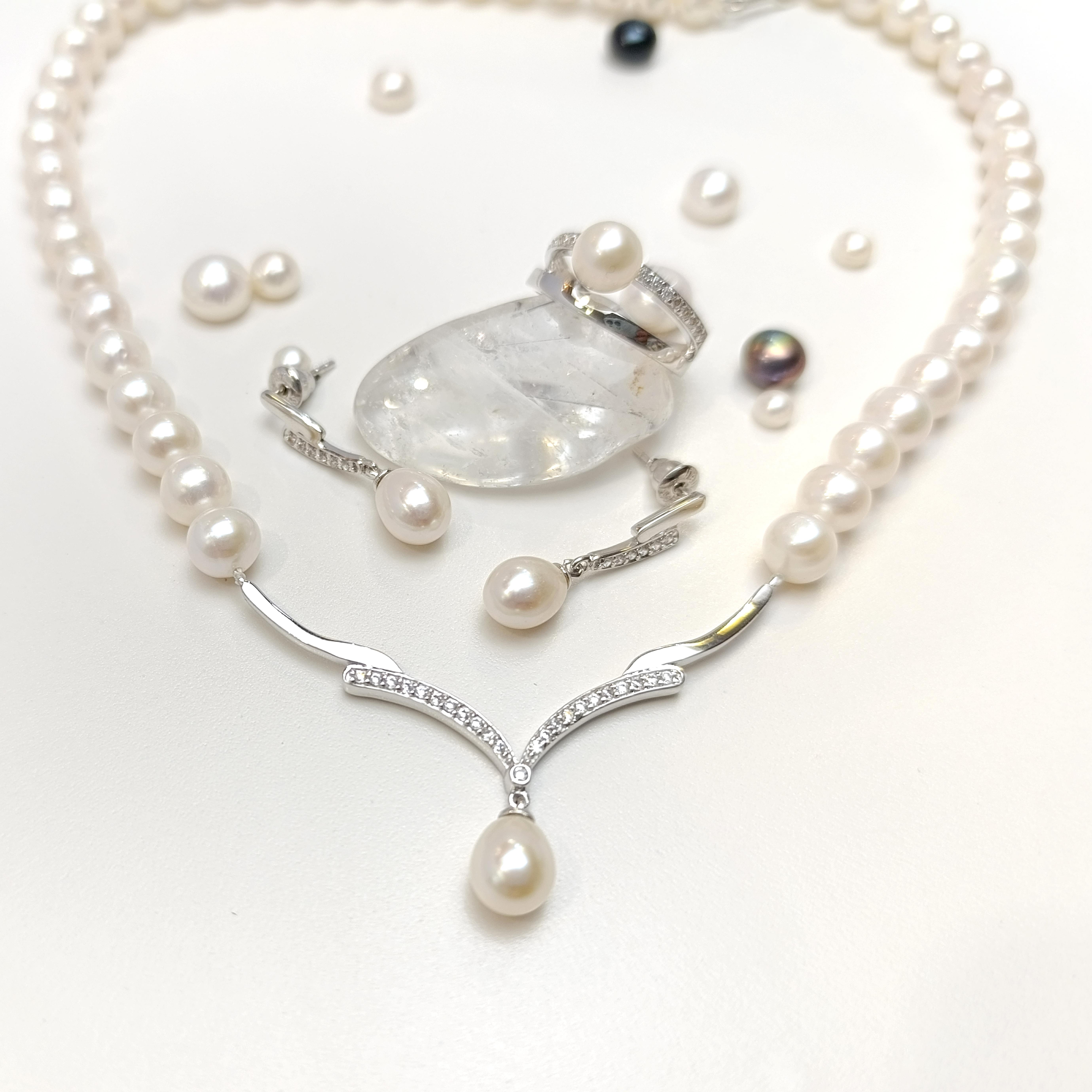 Gerçek İnci Taşlı Set Takım 14 Ayar Altın HD VİDEOLU