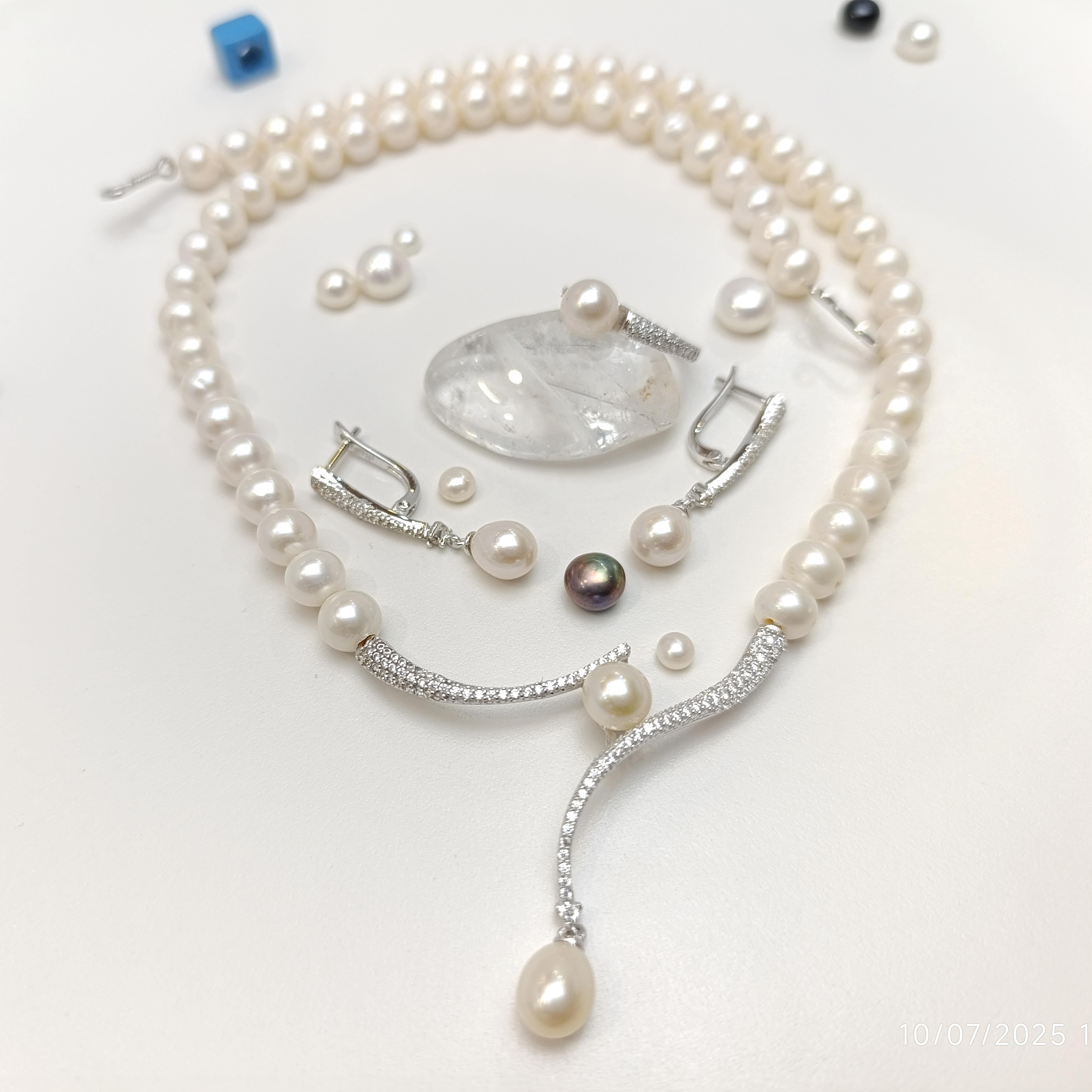 Gerçek İnci Taşlı Set Takım 14 Ayar Altın HD VİDEOLU