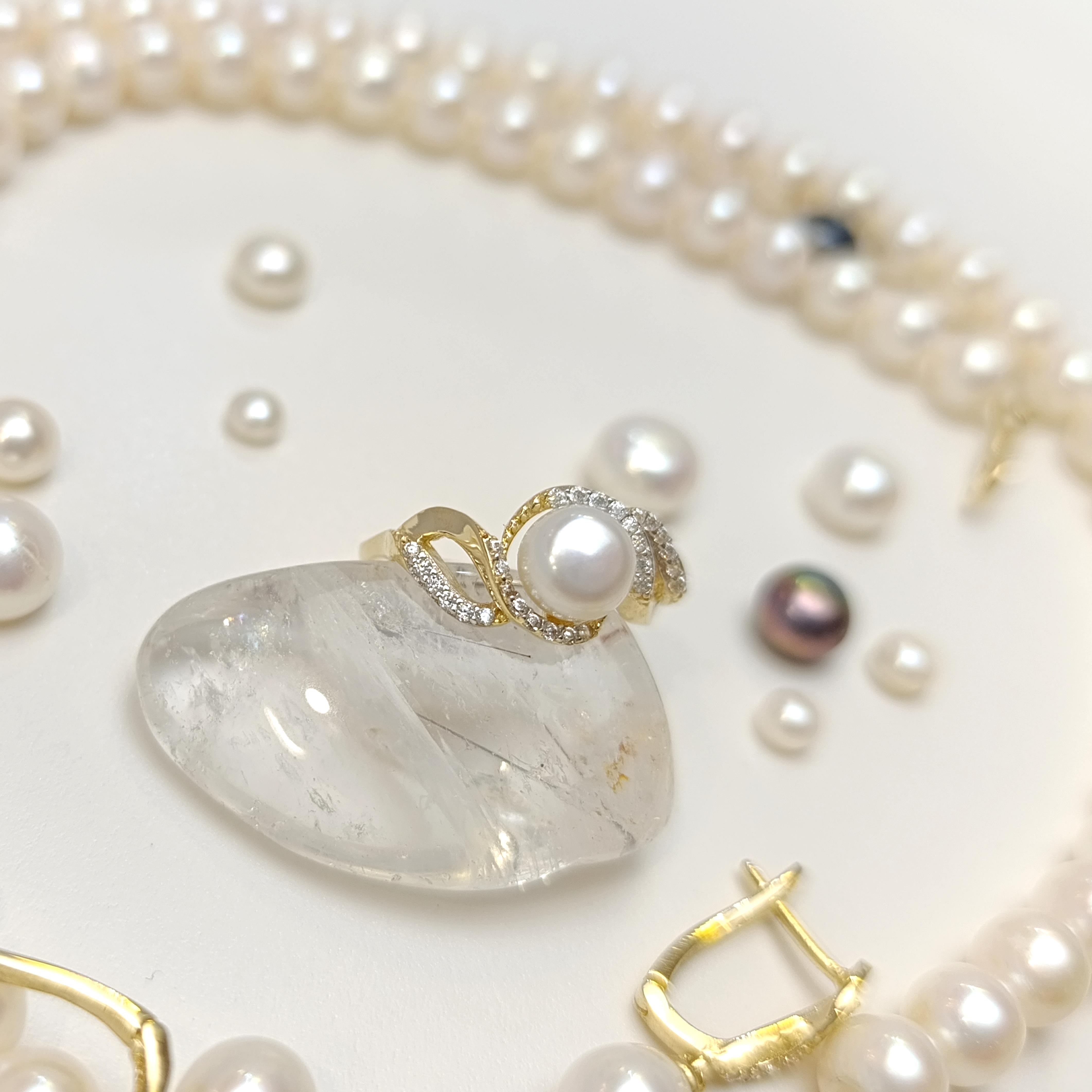 Gerçek İnci Taşlı Set Takım 14 Ayar Altın HD VİDEOLU