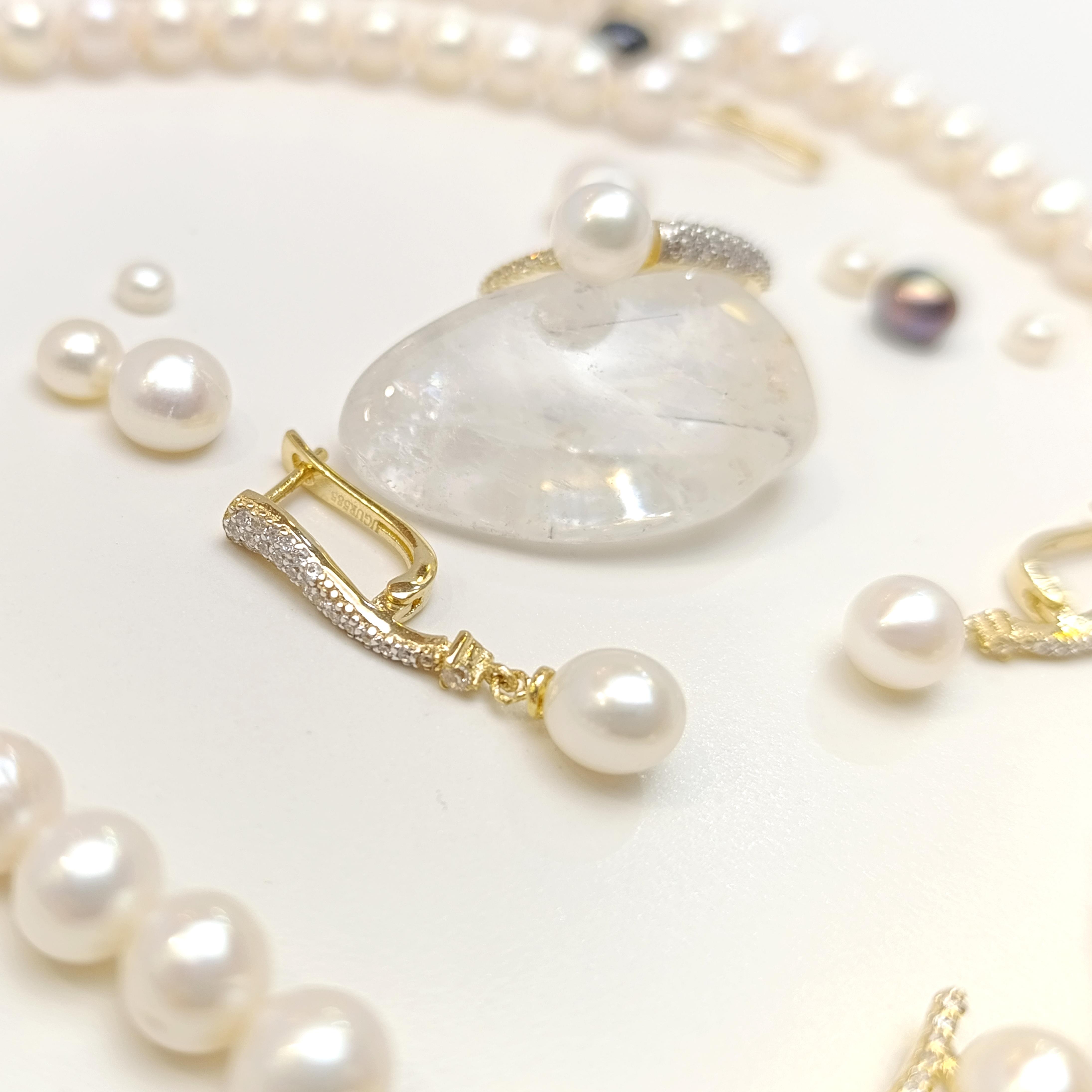 Gerçek İnci Taşlı Set Takım 14 Ayar Altın HD VİDEOLU