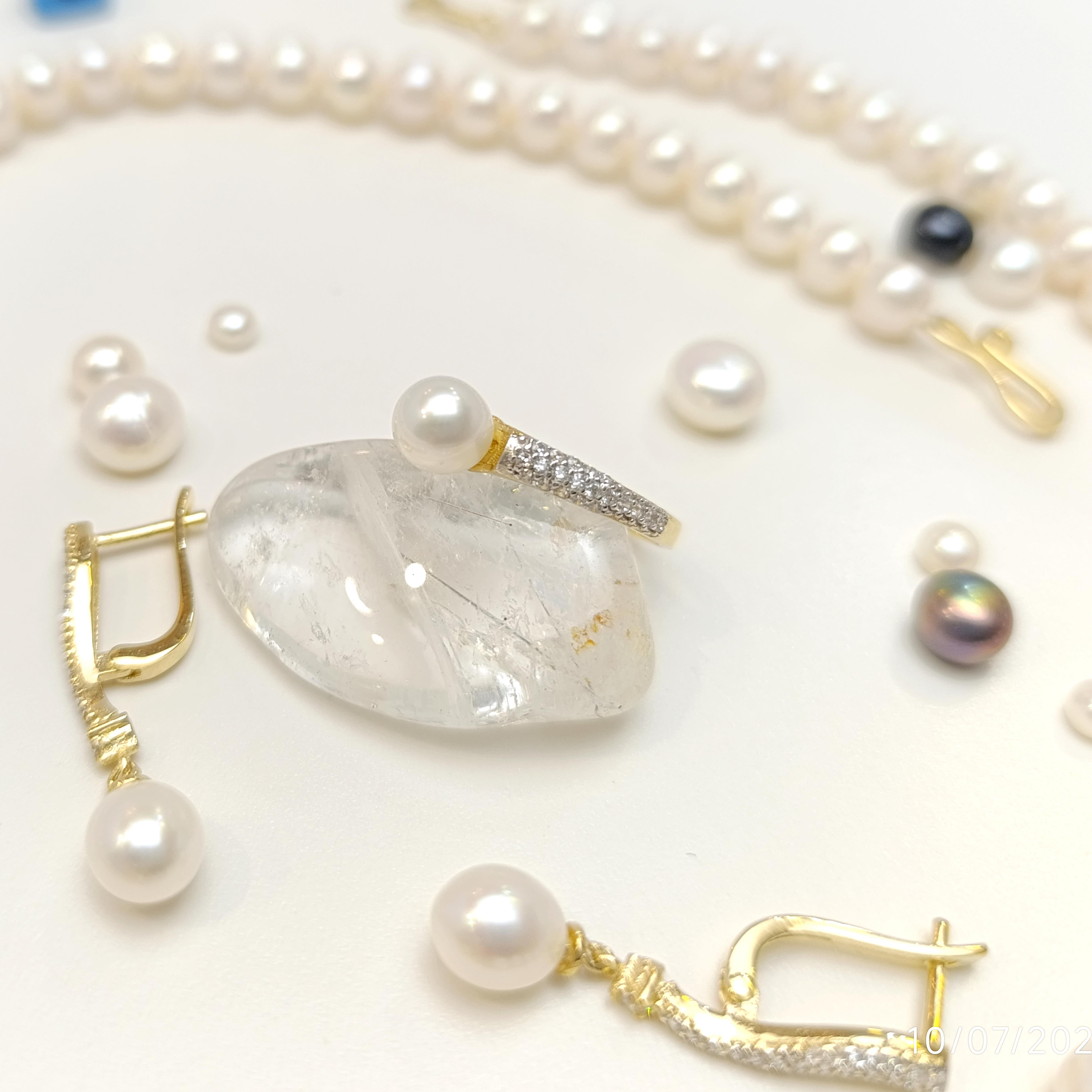 Gerçek İnci Taşlı Set Takım 14 Ayar Altın HD VİDEOLU