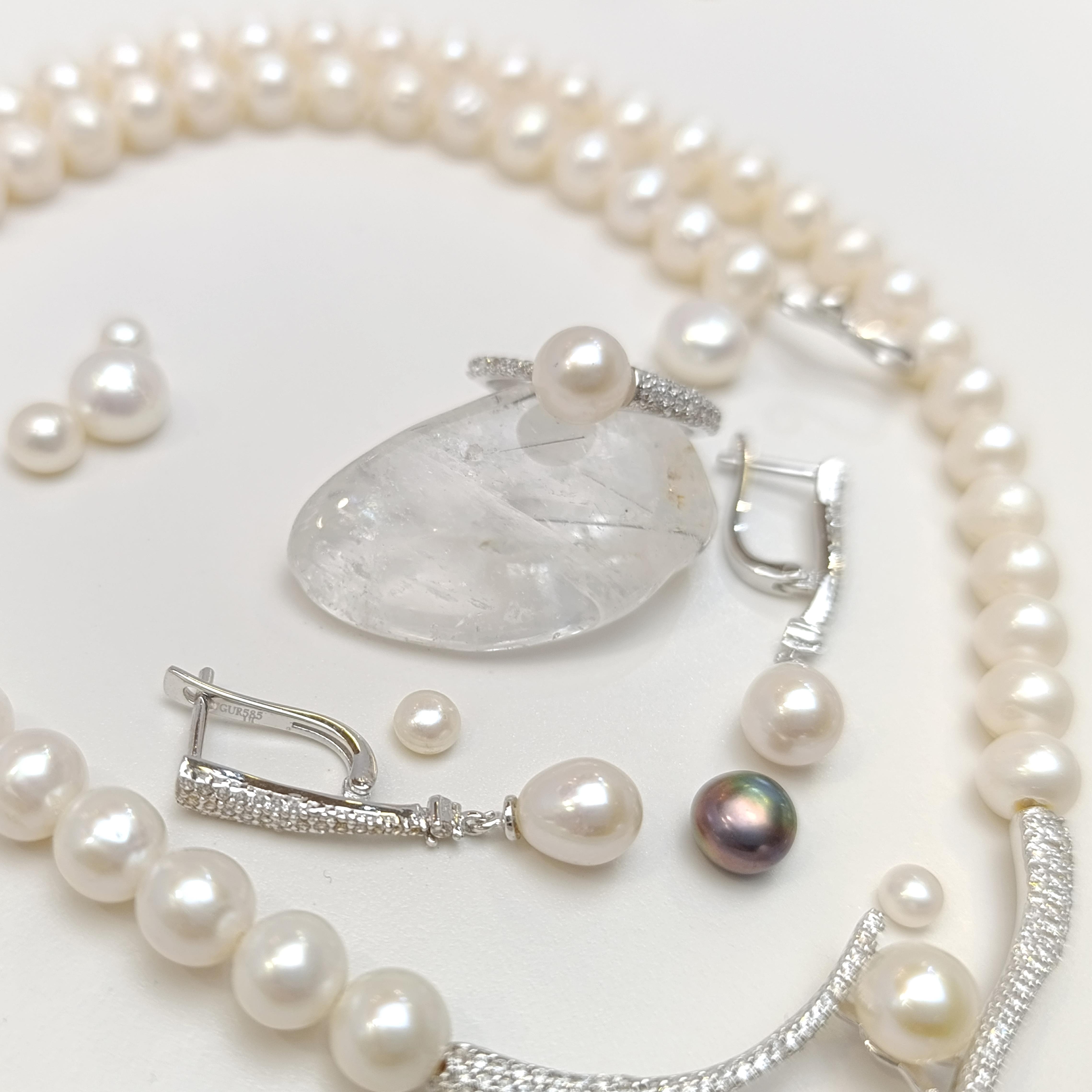 Gerçek İnci Taşlı Set Takım 14 Ayar Altın HD VİDEOLU