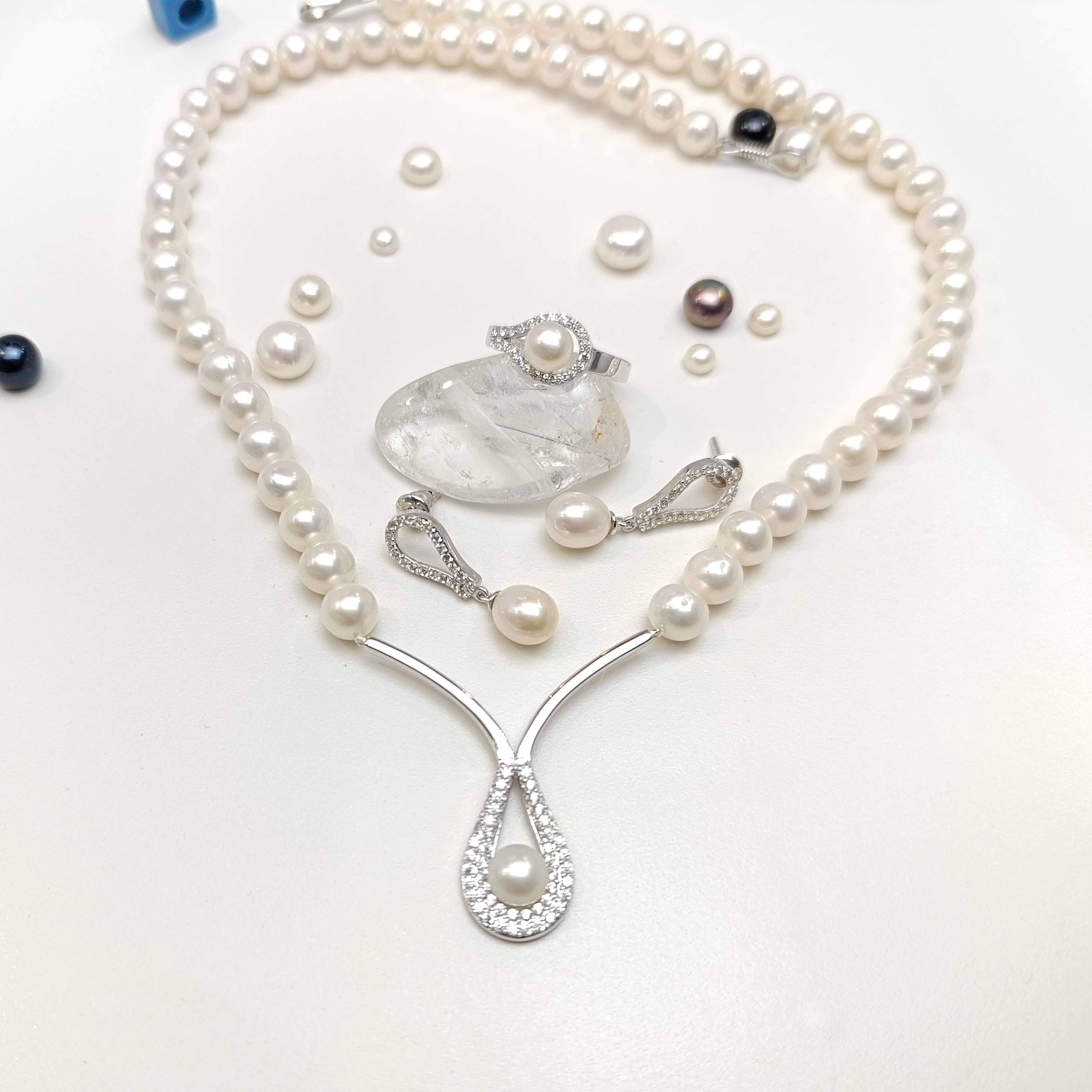 Gerçek İnci Taşlı Set Takım 14 Ayar Altın HD VİDEOLU