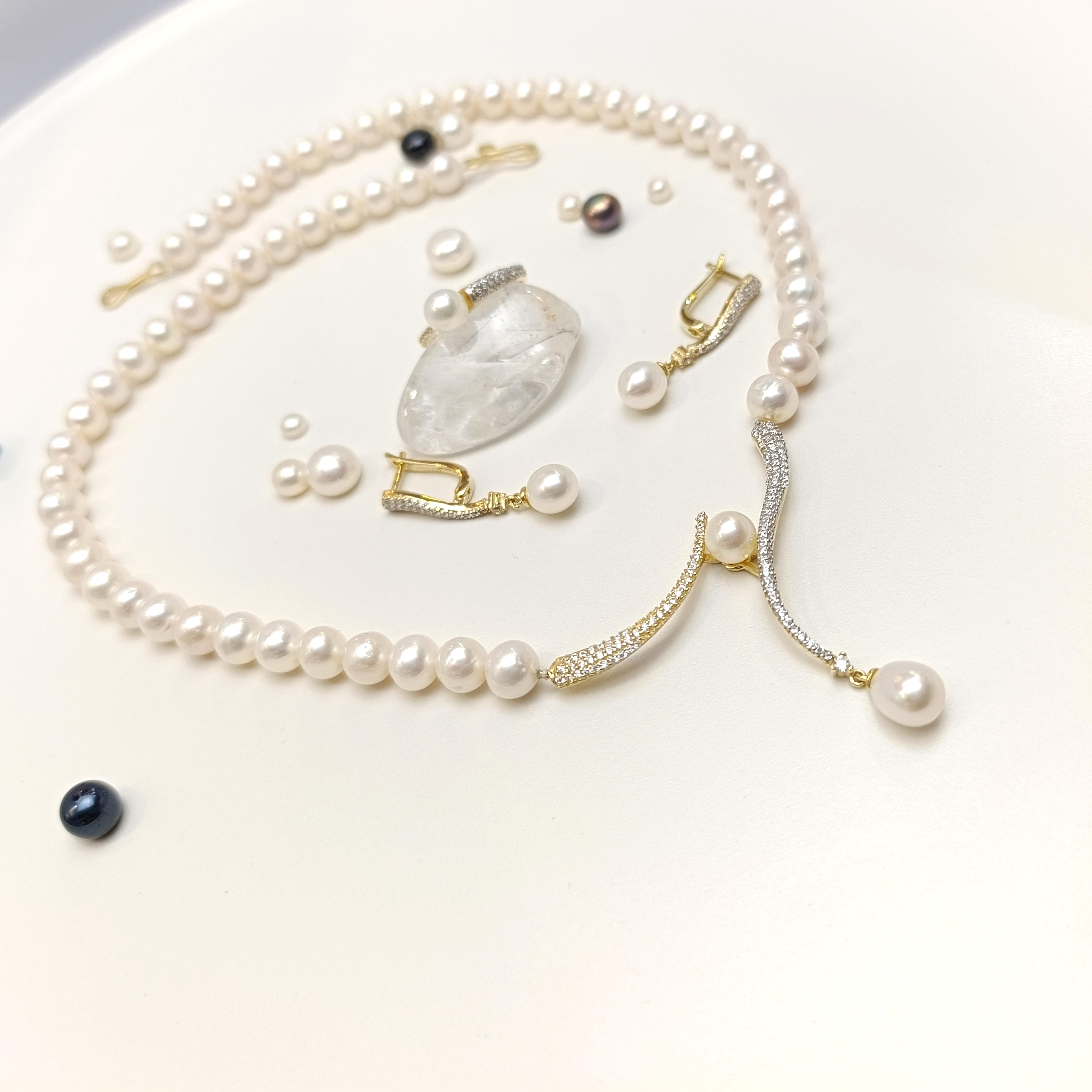 Gerçek İnci Taşlı Set Takım 14 Ayar Altın HD VİDEOLU