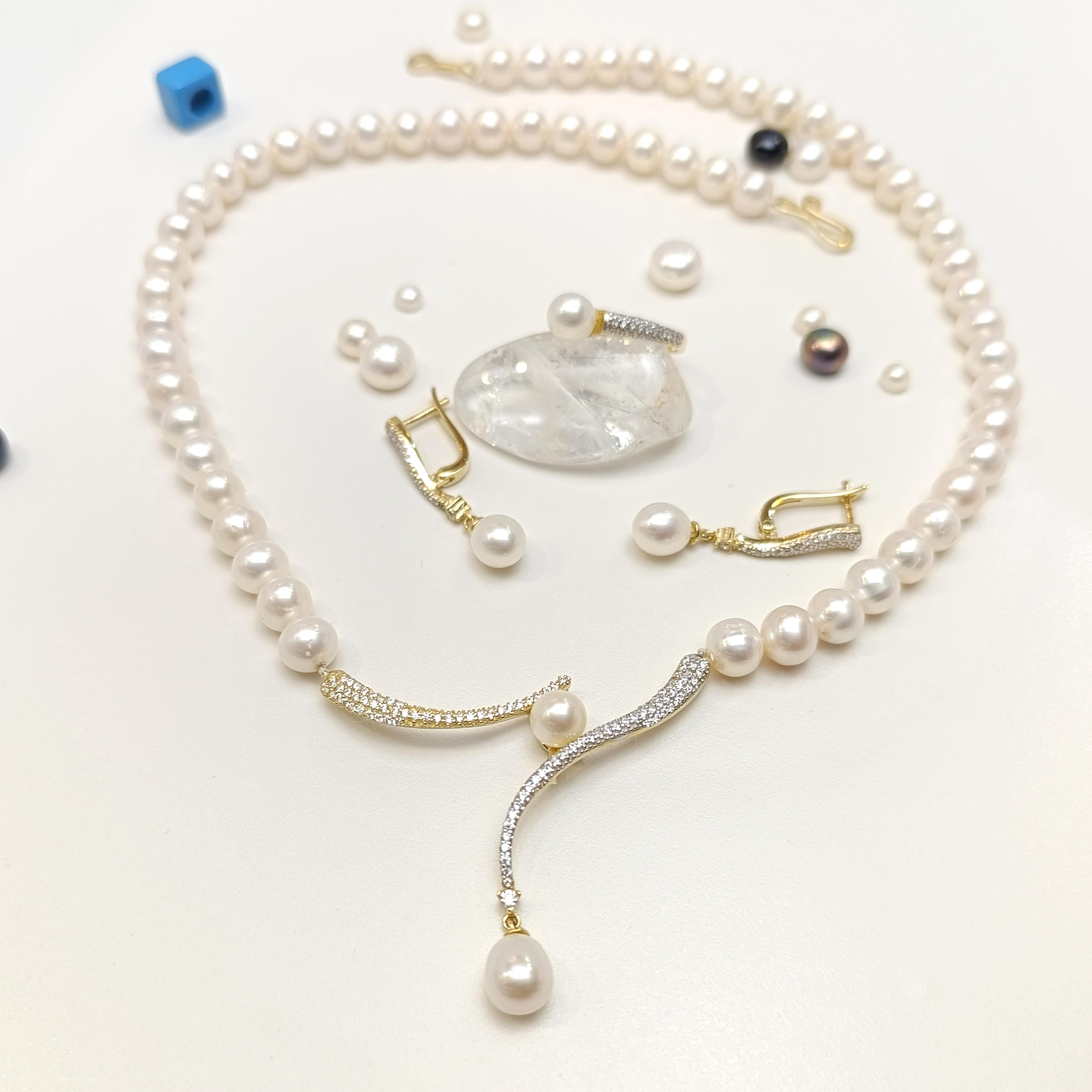 Gerçek İnci Taşlı Set Takım 14 Ayar Altın HD VİDEOLU