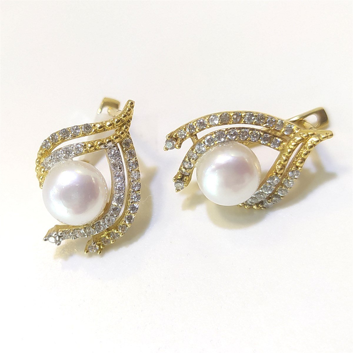 İnci Küpe 14 Ayar Altın