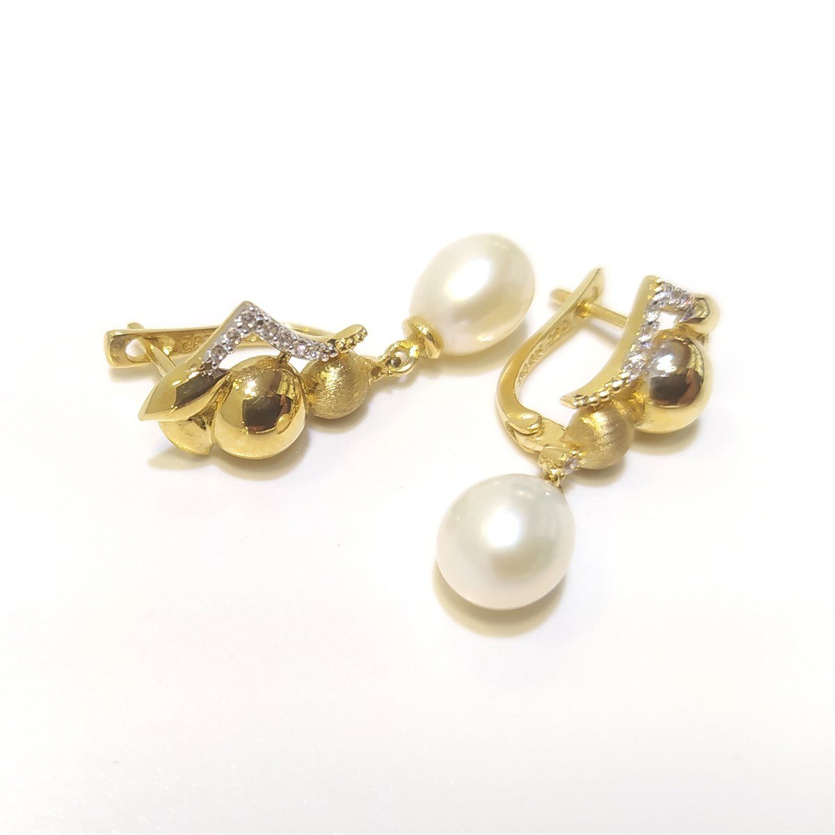 İnci Küpe 14 Ayar Altın