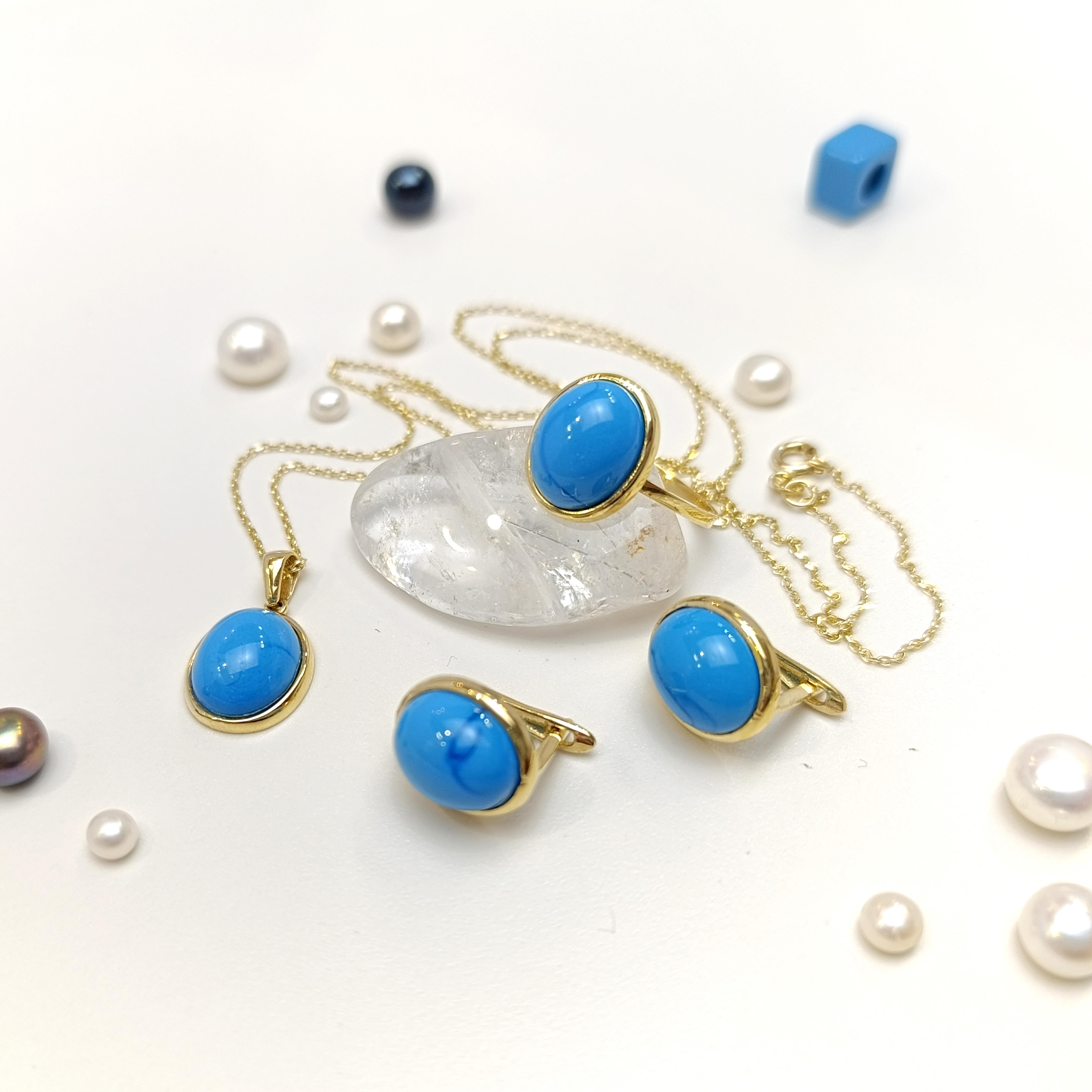 Mavi Taşlı Set Takım 14 Ayar Altın HD VİDEOLU