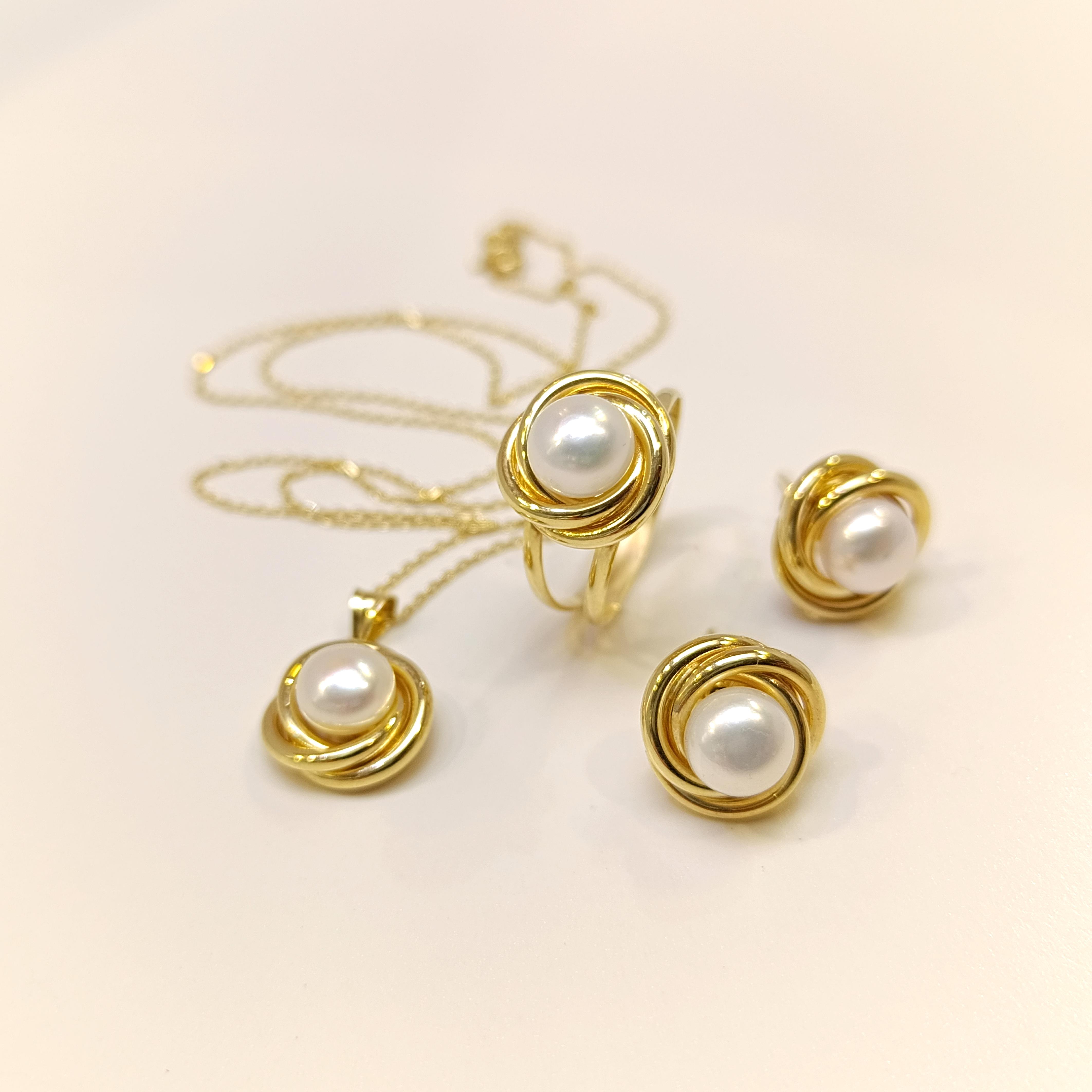 Olimpiyat İnci Taşlı Set Takım 14 Ayar Altın HD VİDEOLU