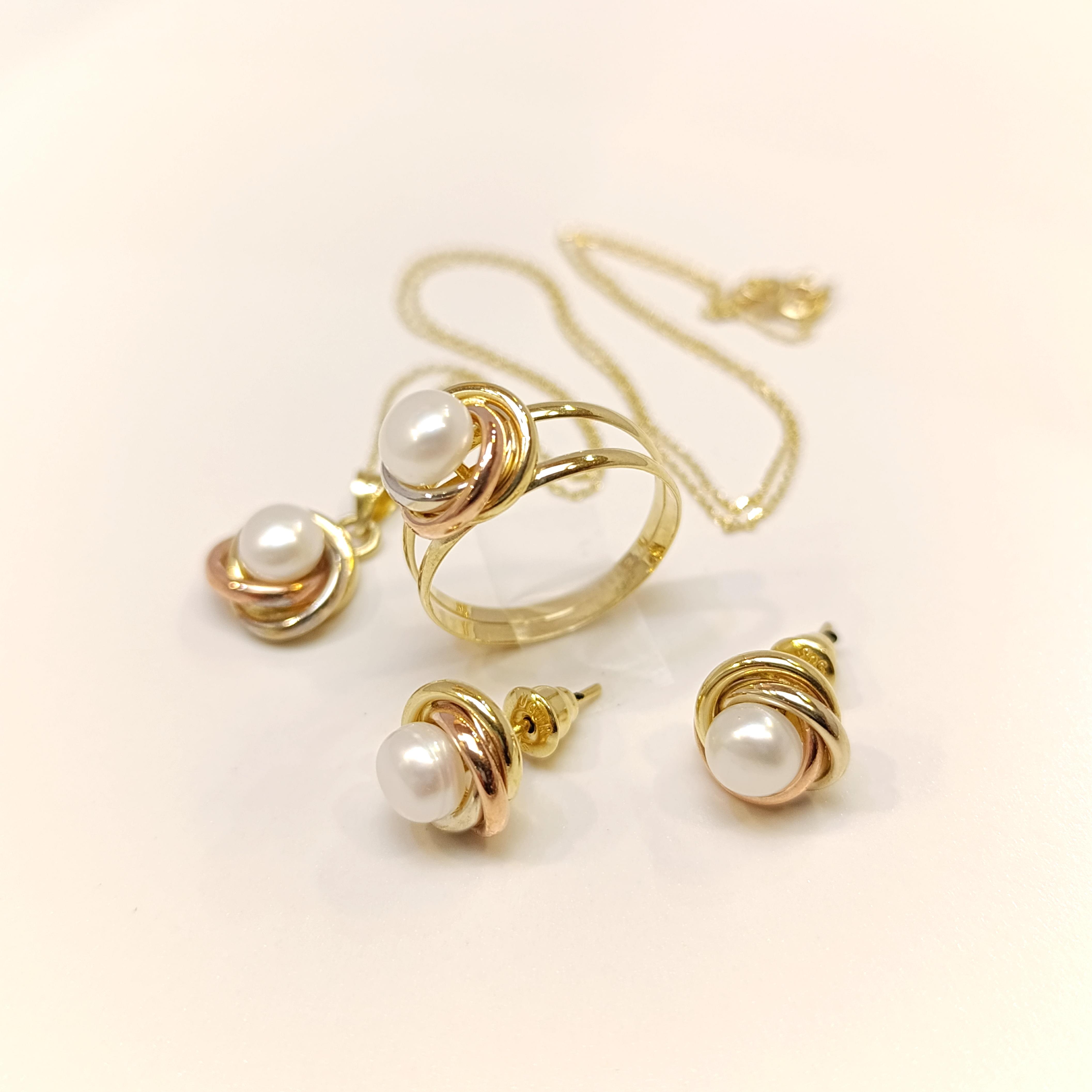 Olimpiyat İnci Taşlı Set Takım 14 Ayar Altın HD VİDEOLU