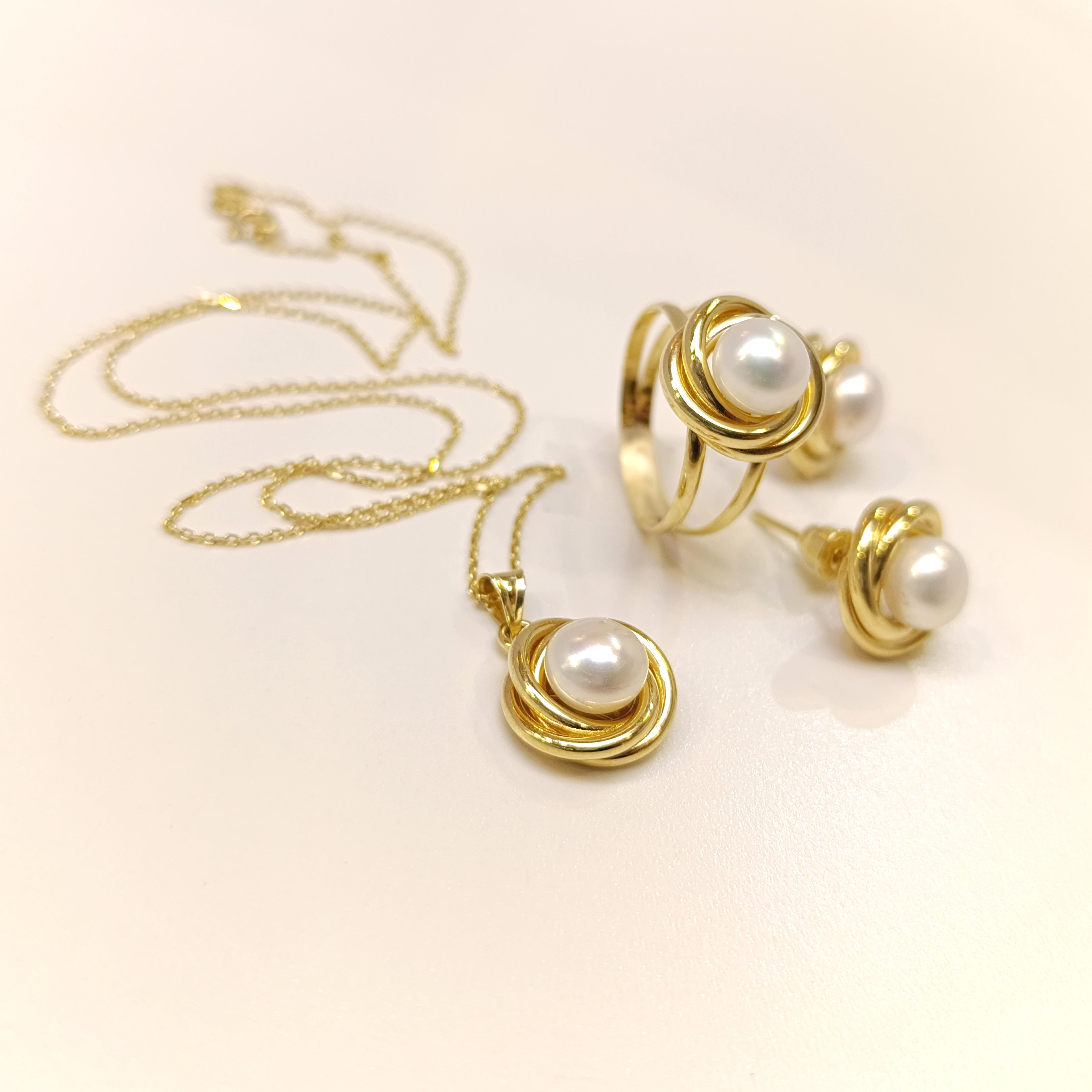 Olimpiyat İnci Taşlı Set Takım 14 Ayar Altın HD VİDEOLU