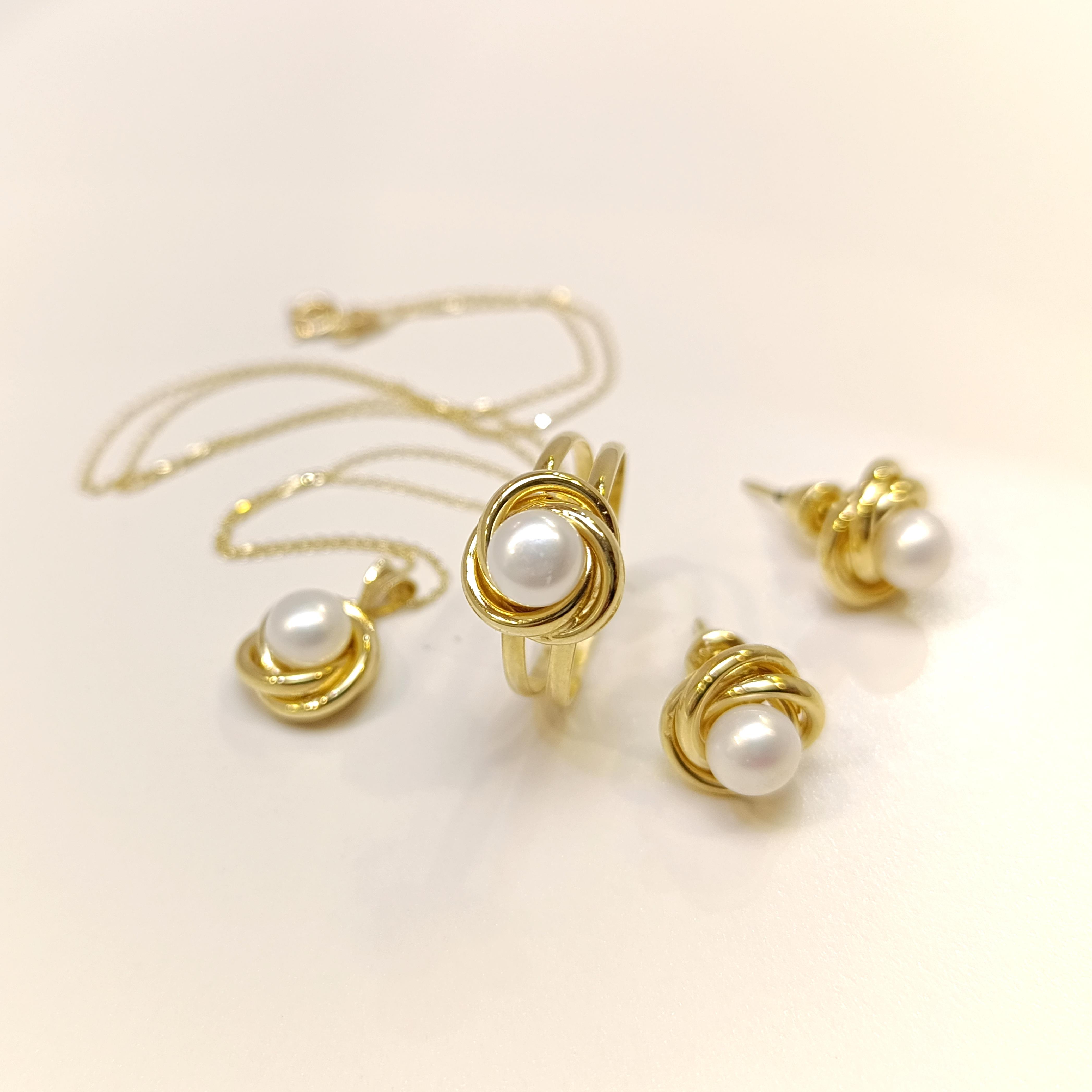 Olimpiyat İnci Taşlı Set Takım 14 Ayar Altın HD VİDEOLU