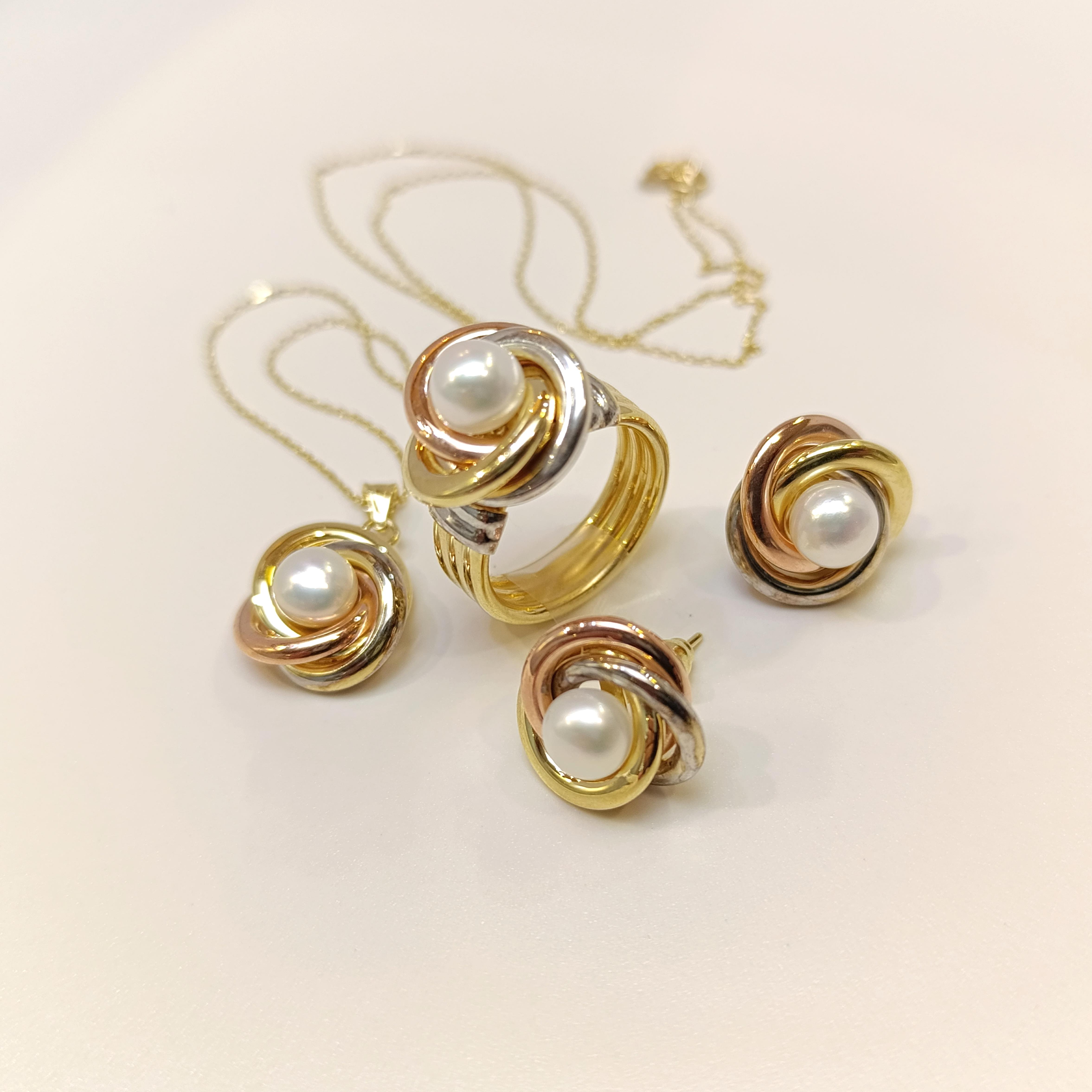 Olimpiyat İnci Taşlı Set Takım 14 Ayar Altın HD VİDEOLU