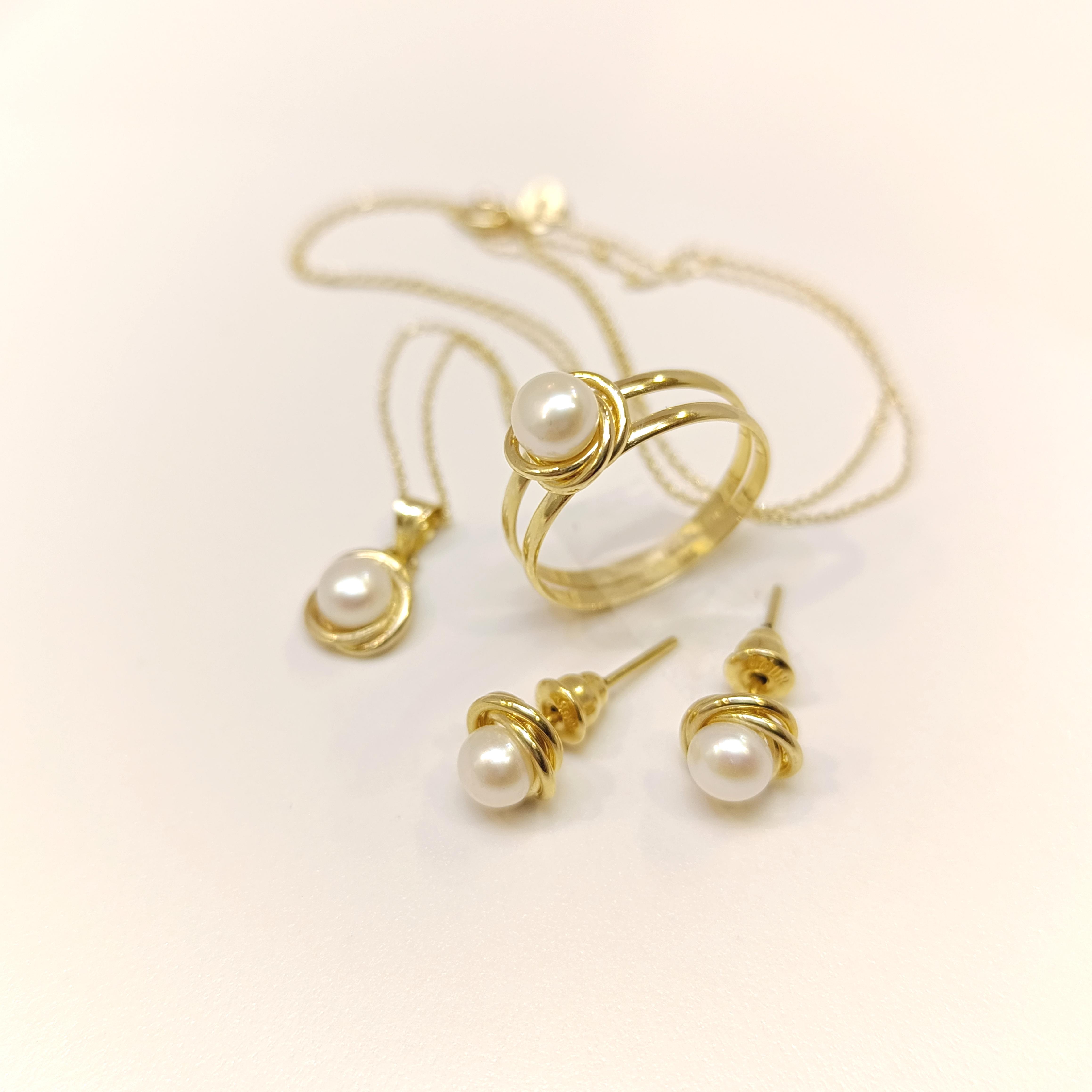 Olimpiyat İnci Taşlı Set Takım 14 Ayar Altın HD VİDEOLU