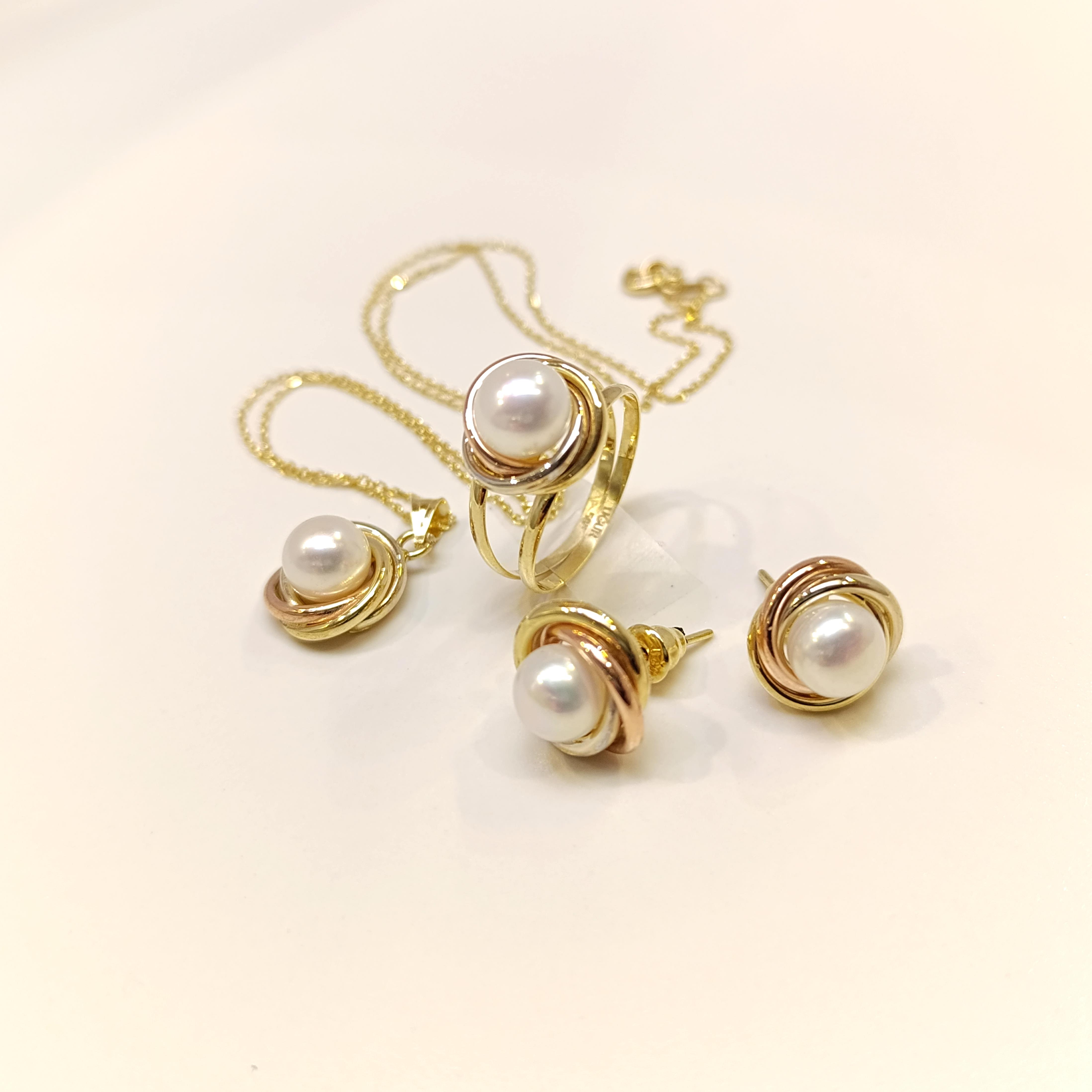 Olimpiyat İnci Taşlı Set Takım 14 Ayar Altın HD VİDEOLU