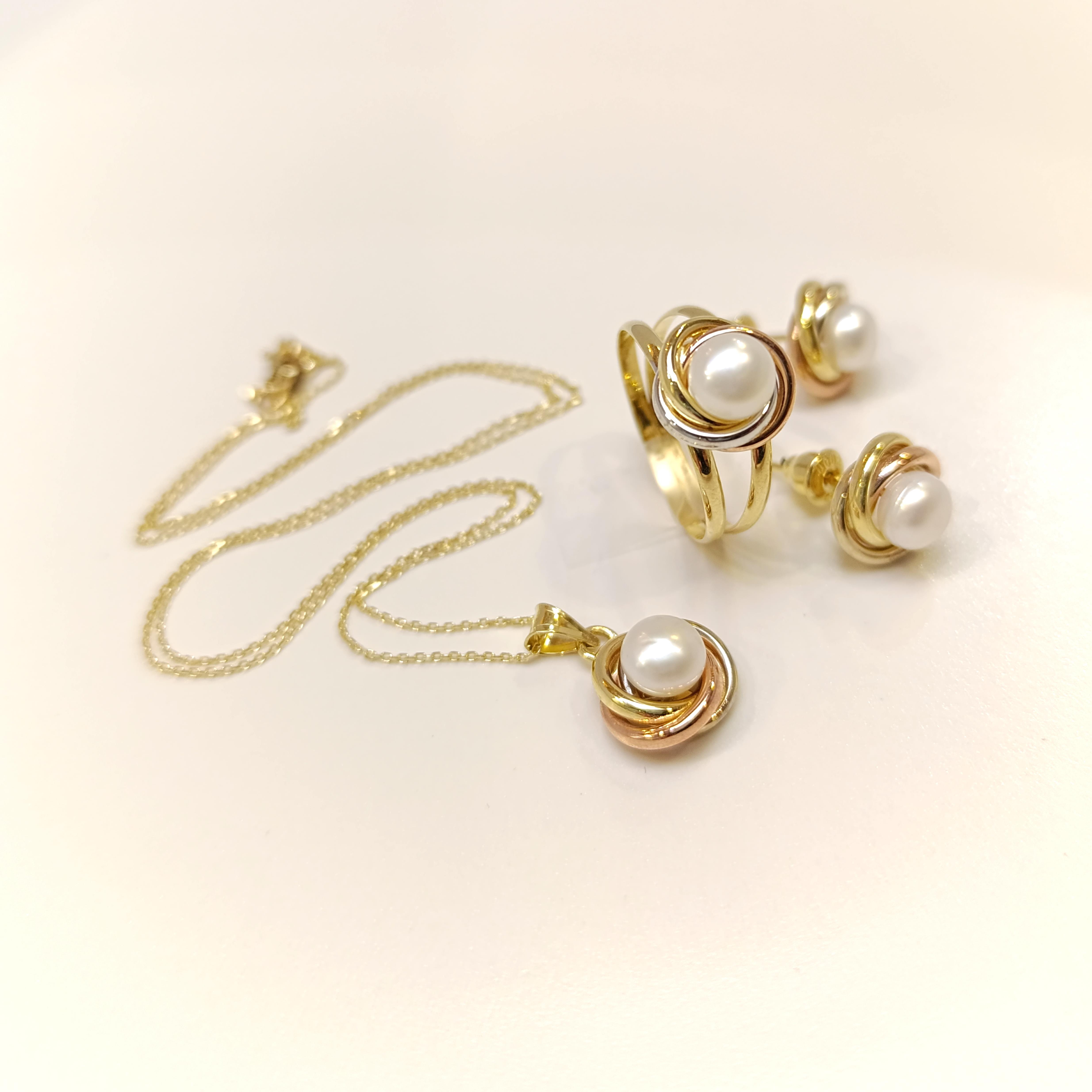 Olimpiyat İnci Taşlı Set Takım 14 Ayar Altın HD VİDEOLU