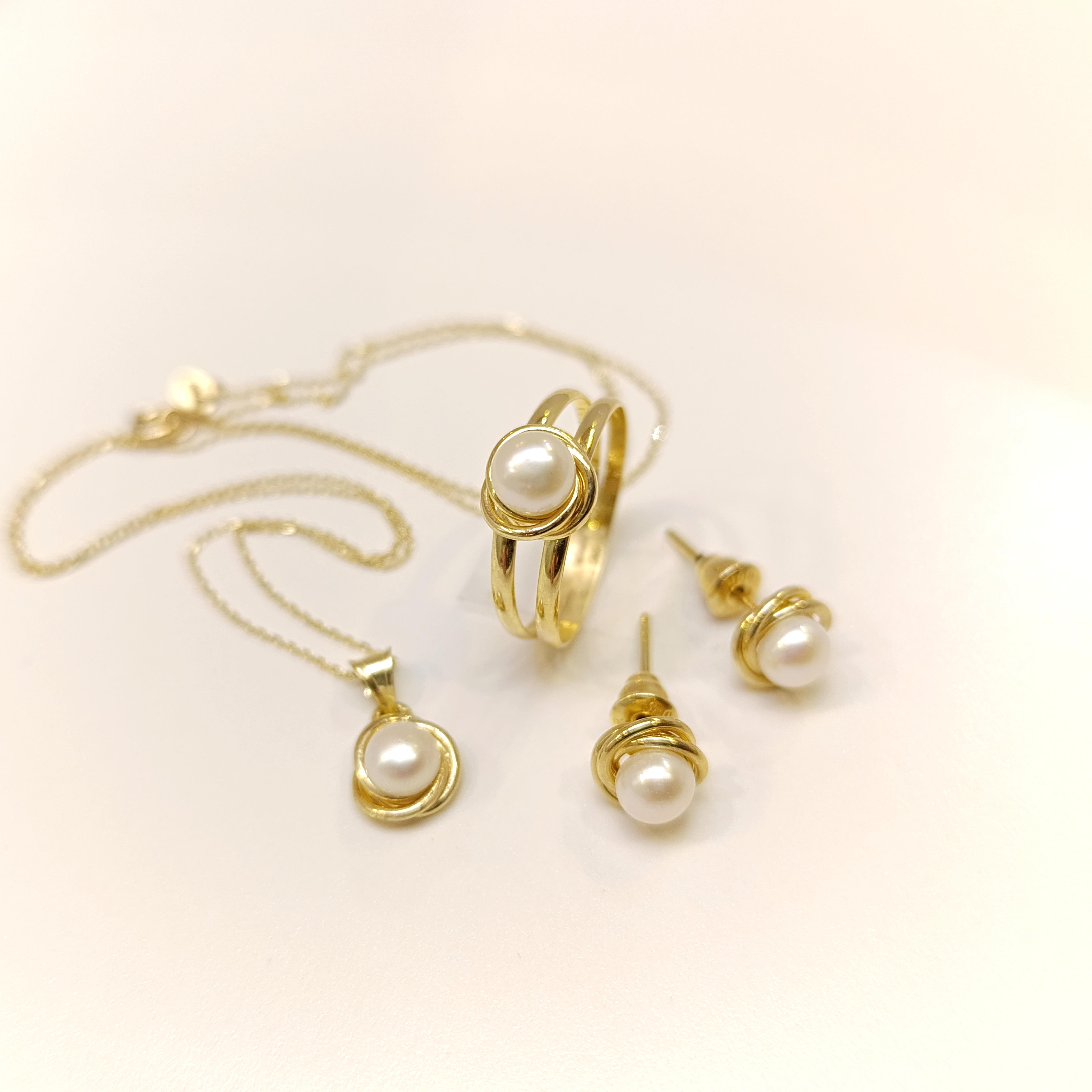 Olimpiyat İnci Taşlı Set Takım 14 Ayar Altın HD VİDEOLU