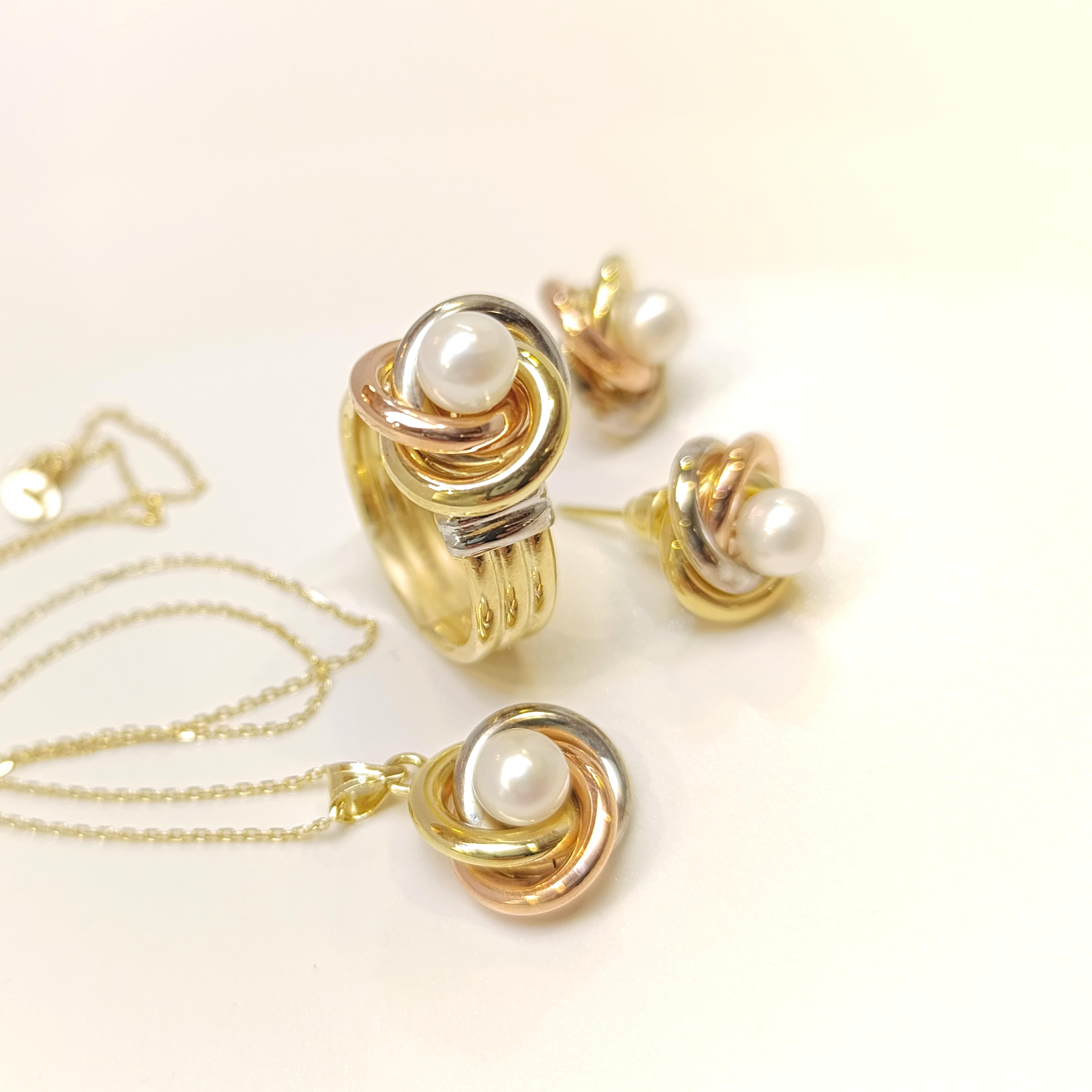 Olimpiyat İnci Taşlı Set Takım 14 Ayar Altın HD VİDEOLU