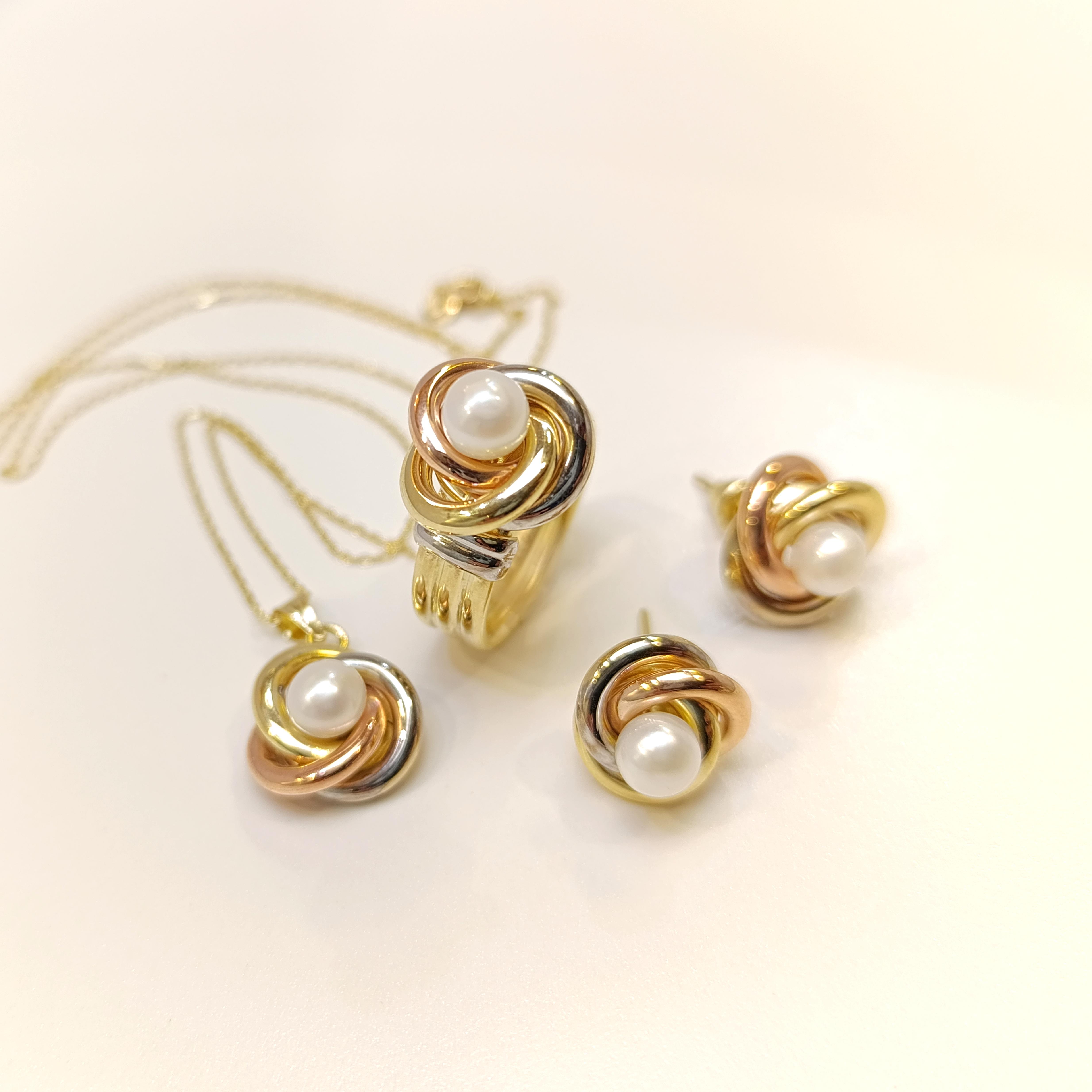 Olimpiyat İnci Taşlı Set Takım 14 Ayar Altın HD VİDEOLU