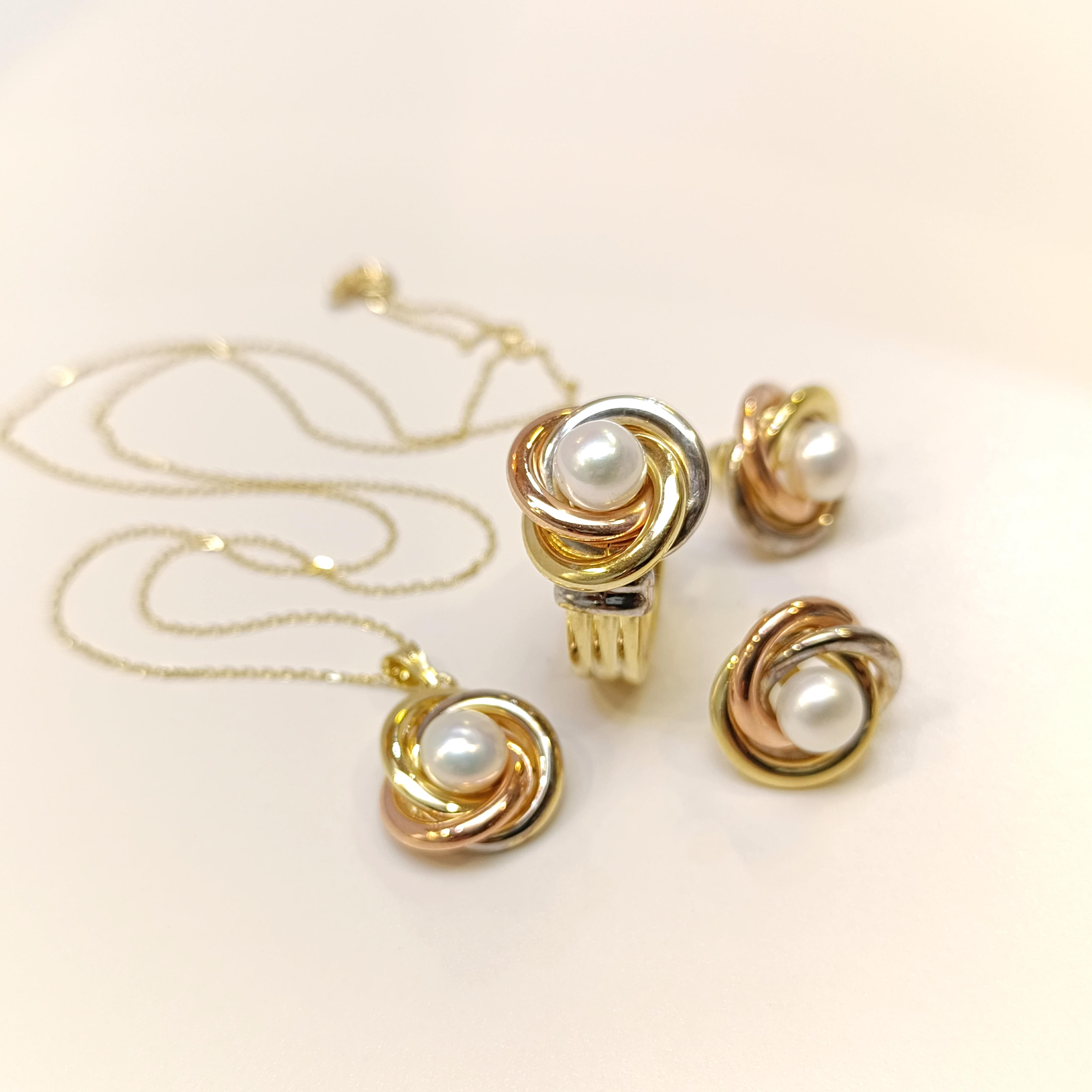 Olimpiyat İnci Taşlı Set Takım 14 Ayar Altın HD VİDEOLU