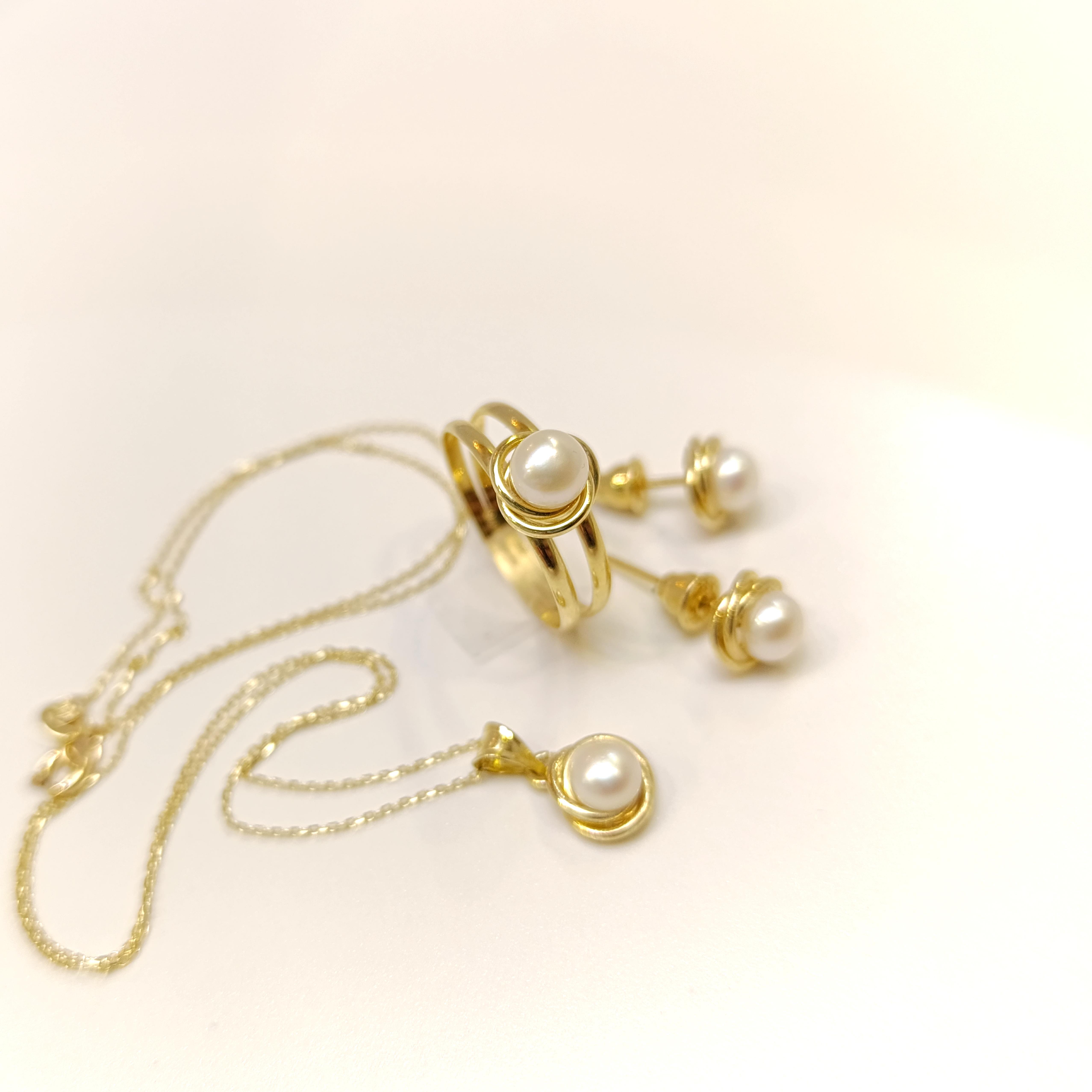 Olimpiyat İnci Taşlı Set Takım 14 Ayar Altın HD VİDEOLU