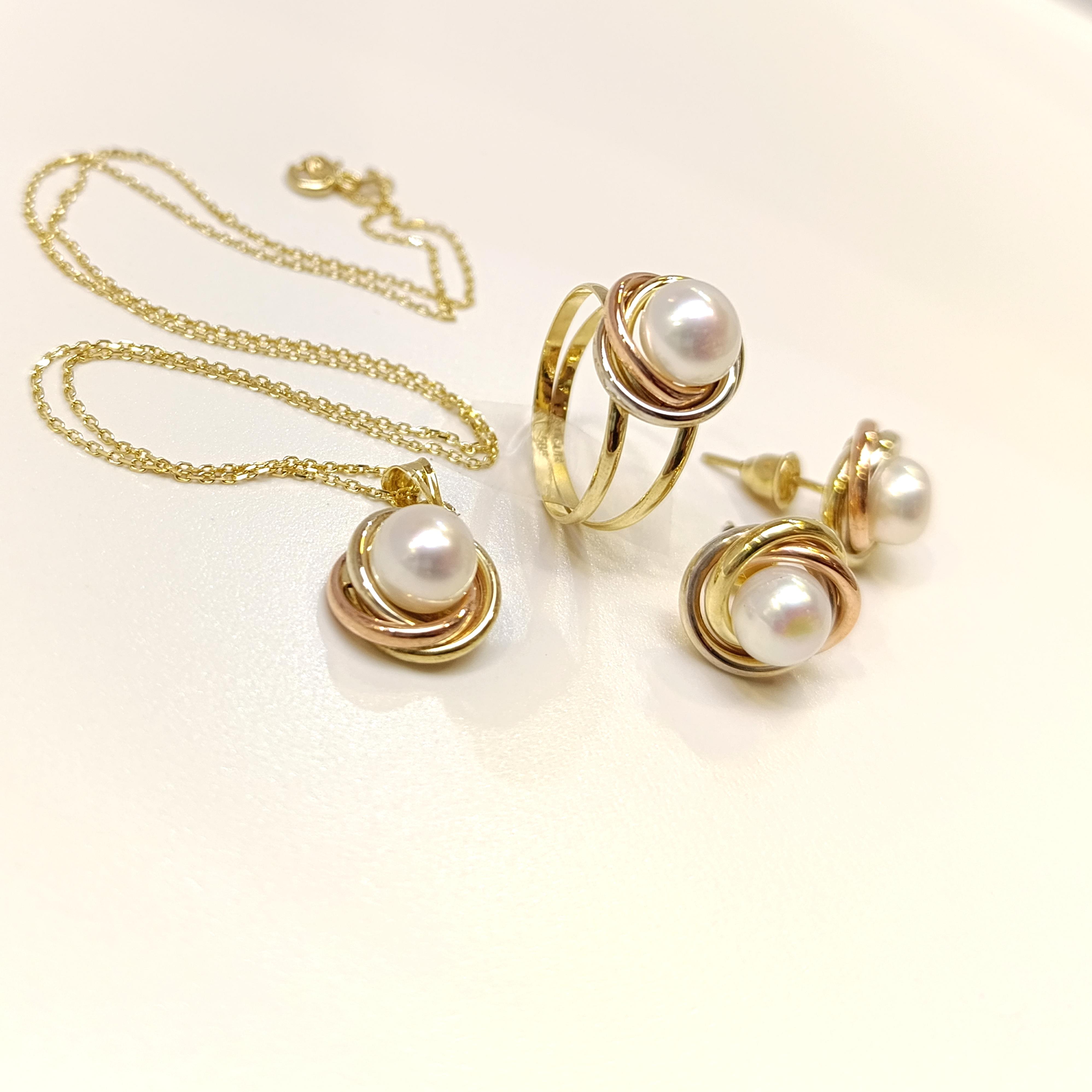 Olimpiyat İnci Taşlı Set Takım 14 Ayar Altın HD VİDEOLU