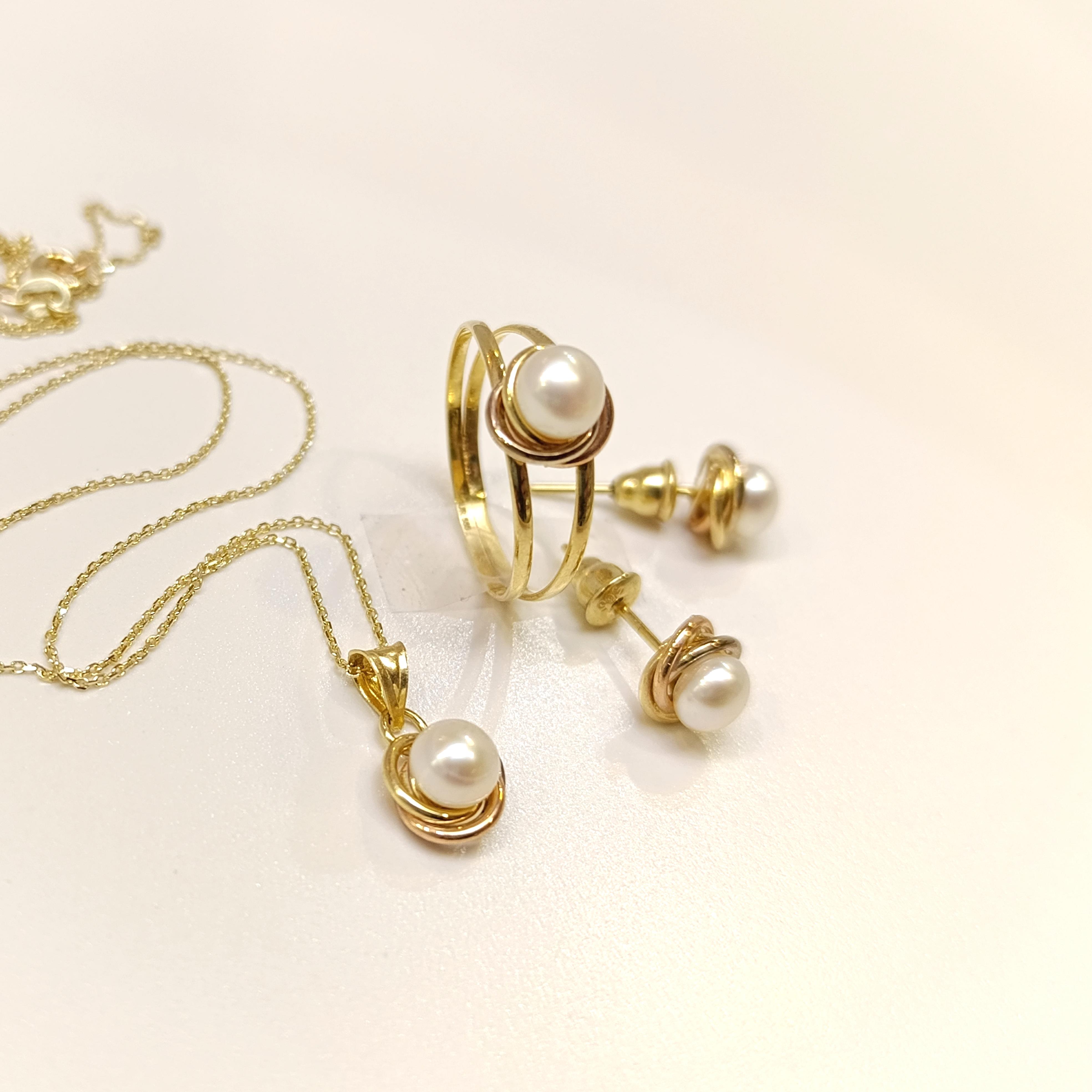 Olimpiyat İnci Taşlı Set Takım 14 Ayar Altın HD VİDEOLU