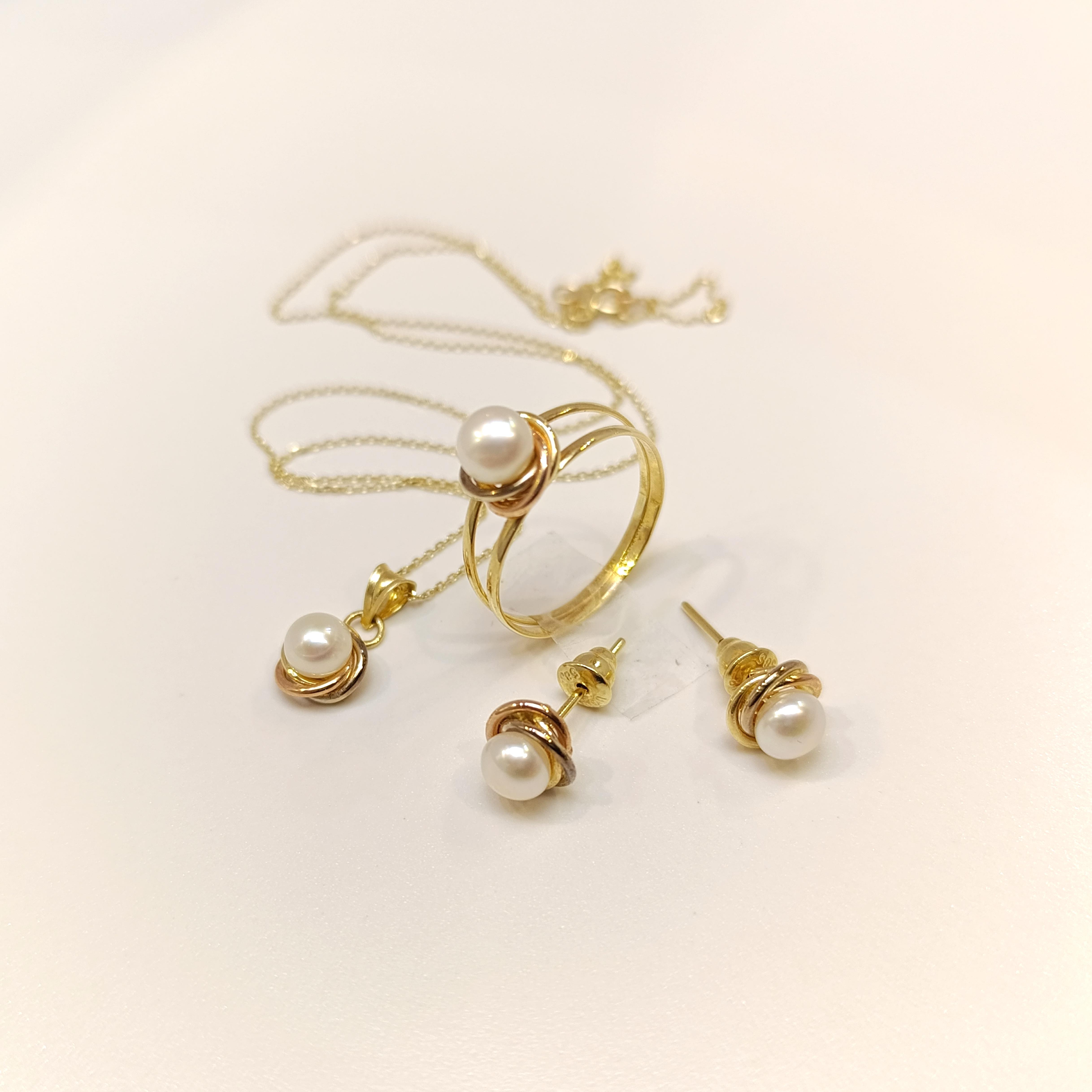 Olimpiyat İnci Taşlı Set Takım 14 Ayar Altın HD VİDEOLU