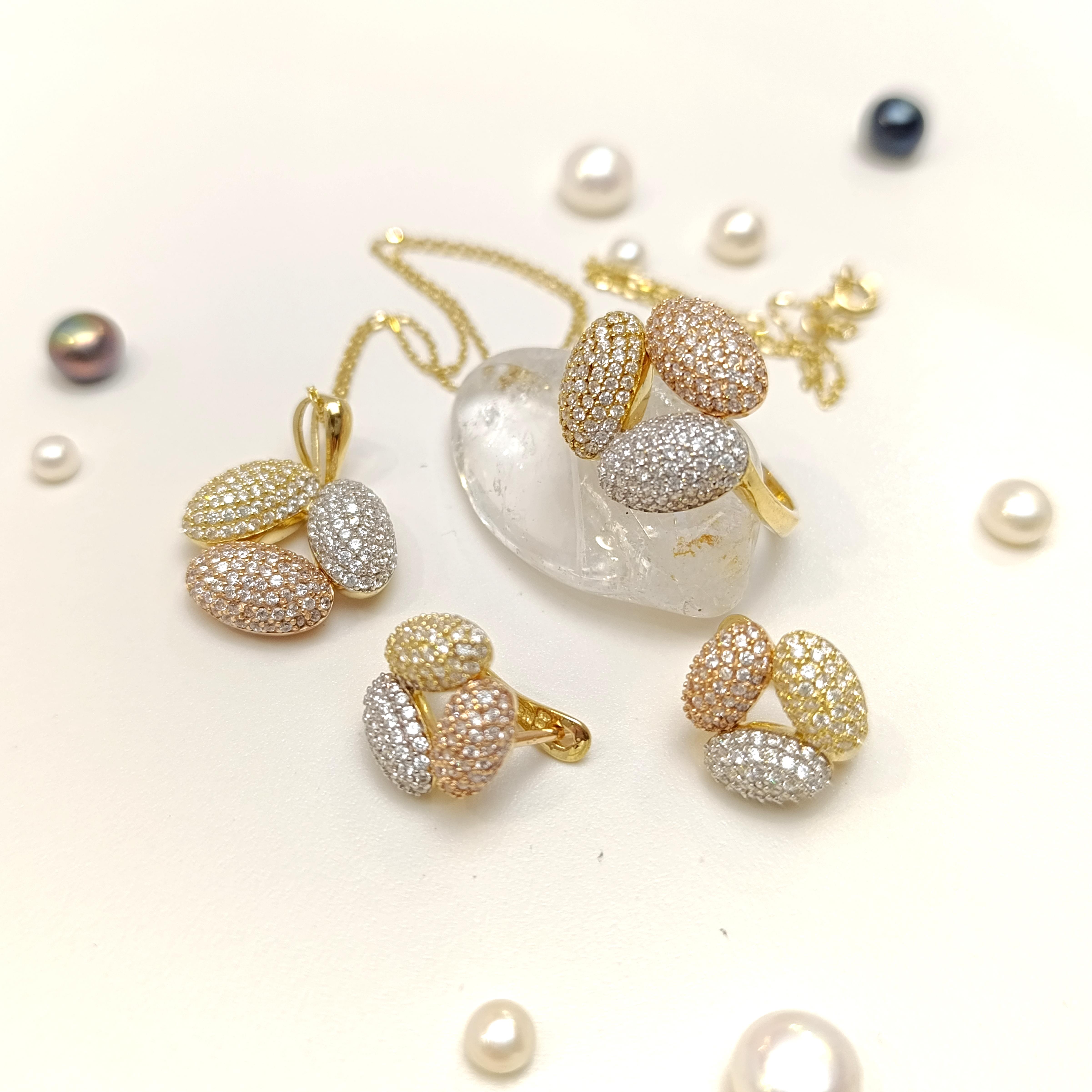 Oval Taşlı Set Takım 14 Ayar Altın HD VİDEOLU