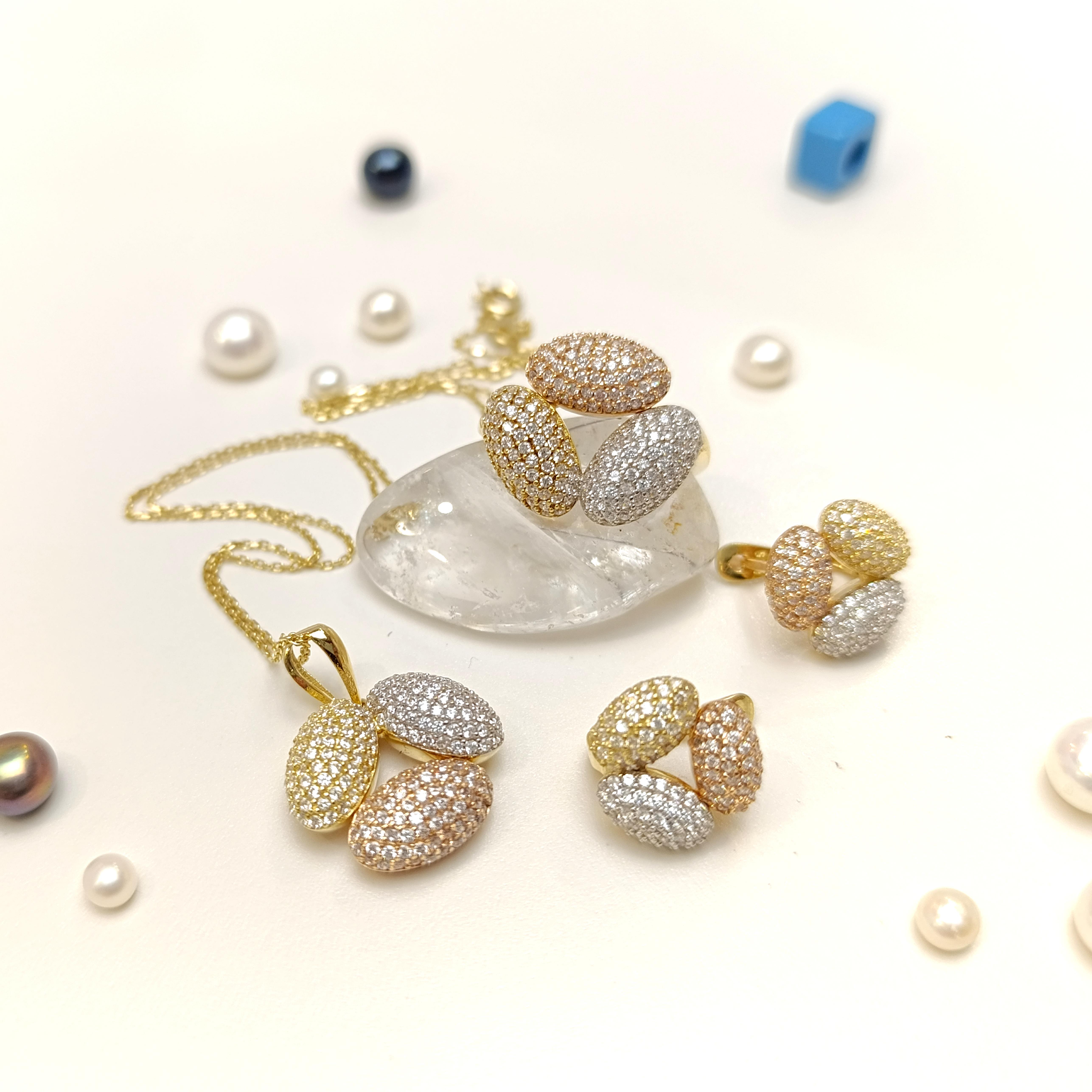 Oval Taşlı Set Takım 14 Ayar Altın HD VİDEOLU