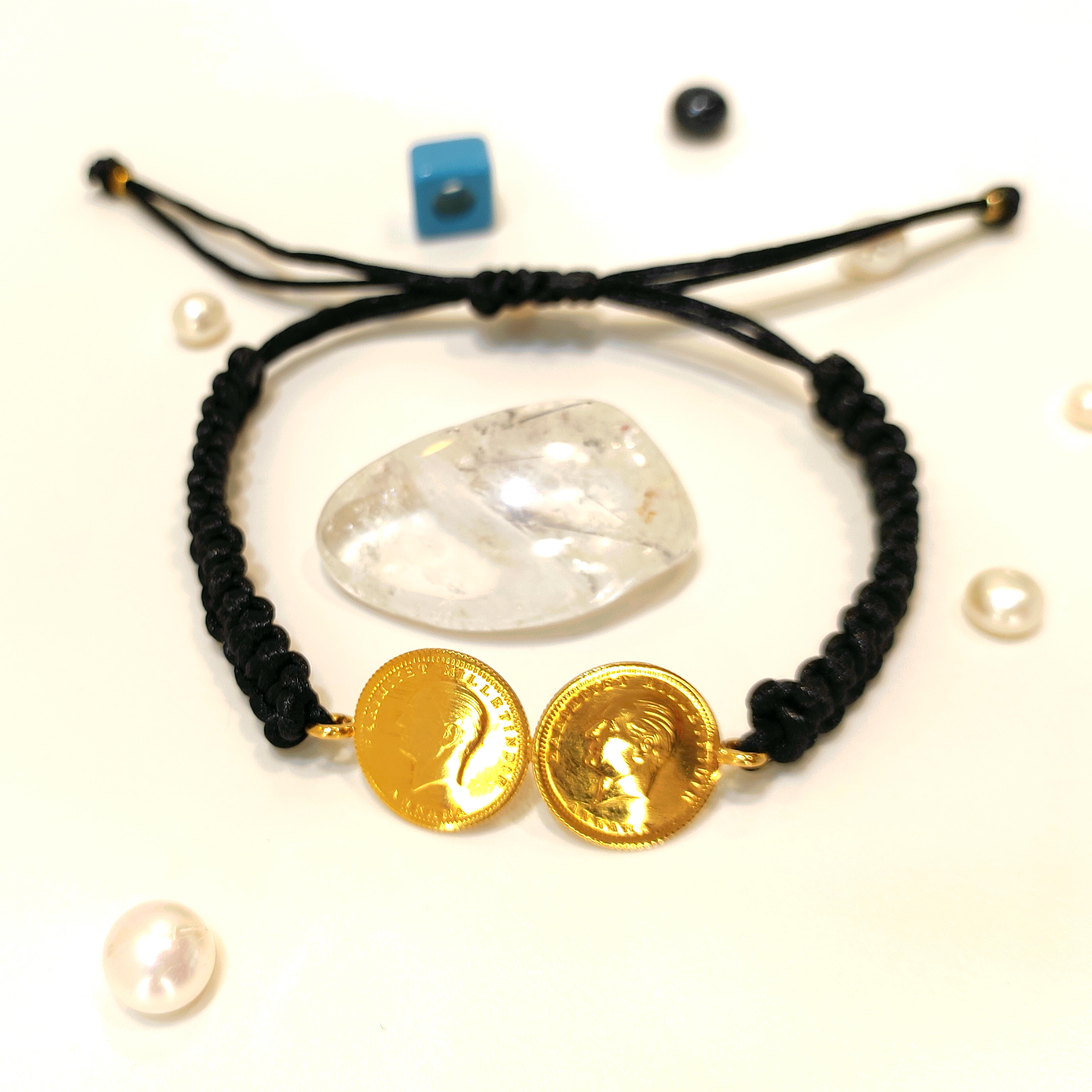 2 Adet Atalira Çeyrekli Makrome Bileklik 22 Ayar Altın HD VİDEOLU