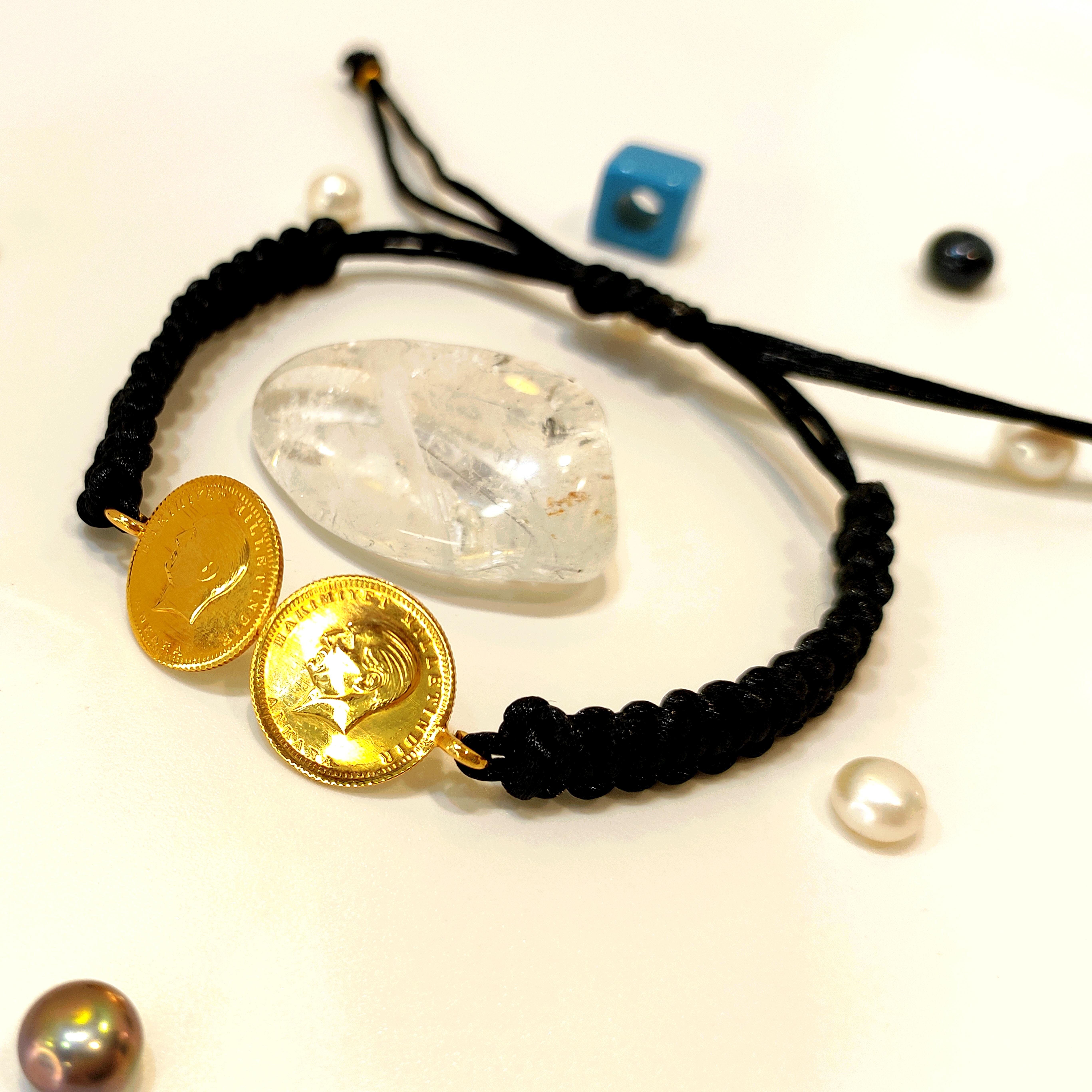 2 Adet Atalira Çeyrekli Makrome Bileklik 22 Ayar Altın HD VİDEOLU