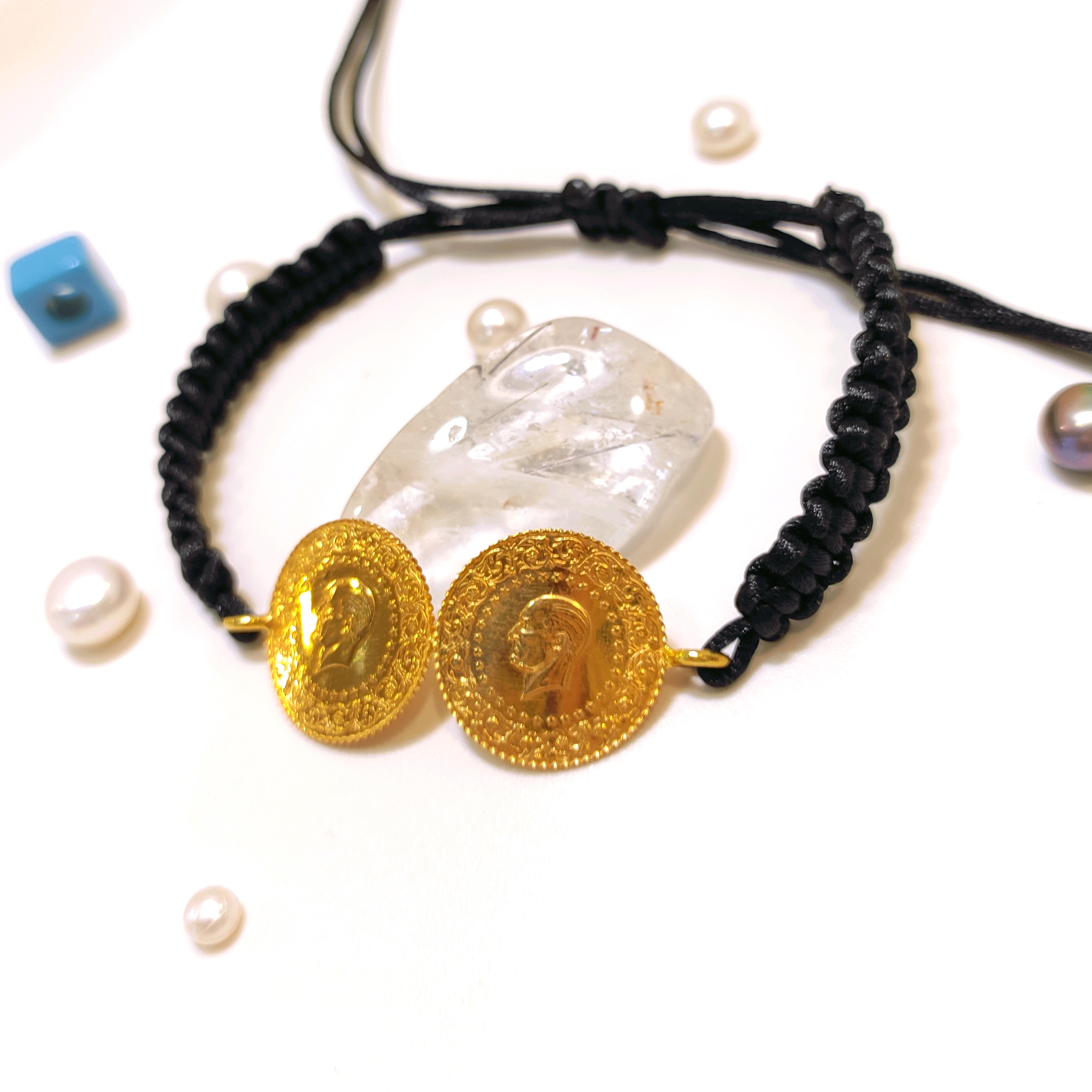 2 Adet Çeyrekli Makrome Bileklik 22 Ayar Altın HD VİDEOLU