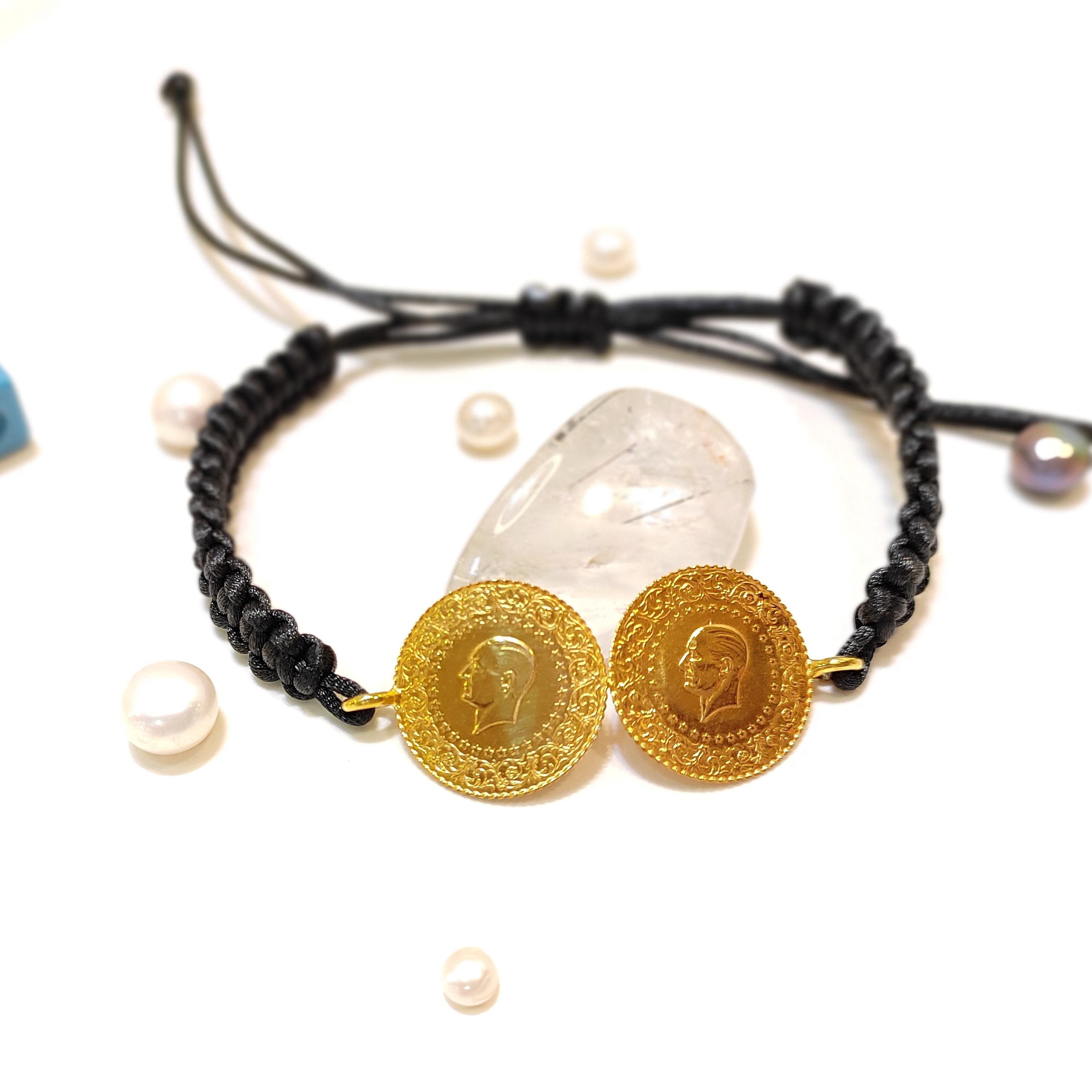 2 Adet Çeyrekli Makrome Bileklik 22 Ayar Altın HD VİDEOLU