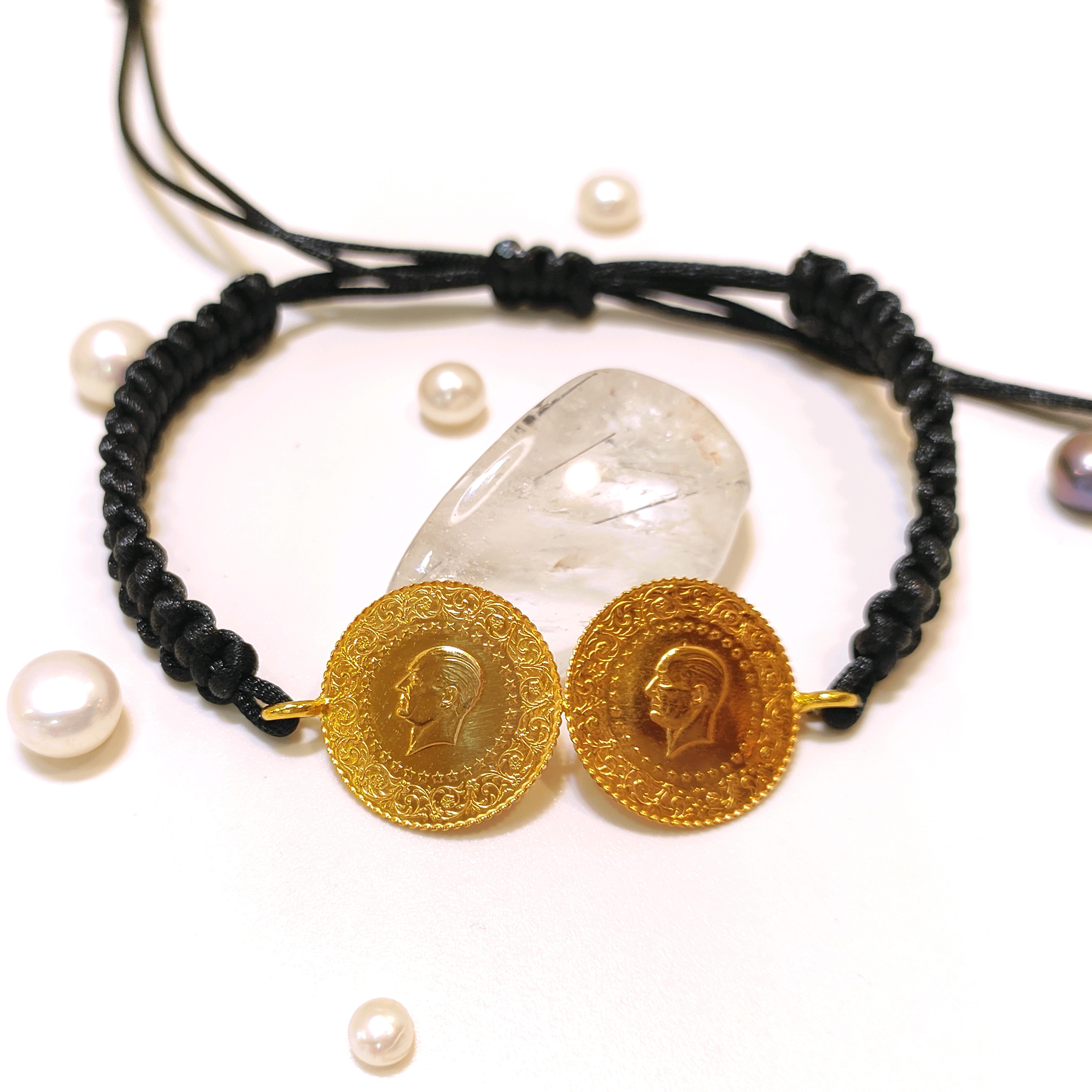 2 Adet Çeyrekli Makrome Bileklik 22 Ayar Altın HD VİDEOLU