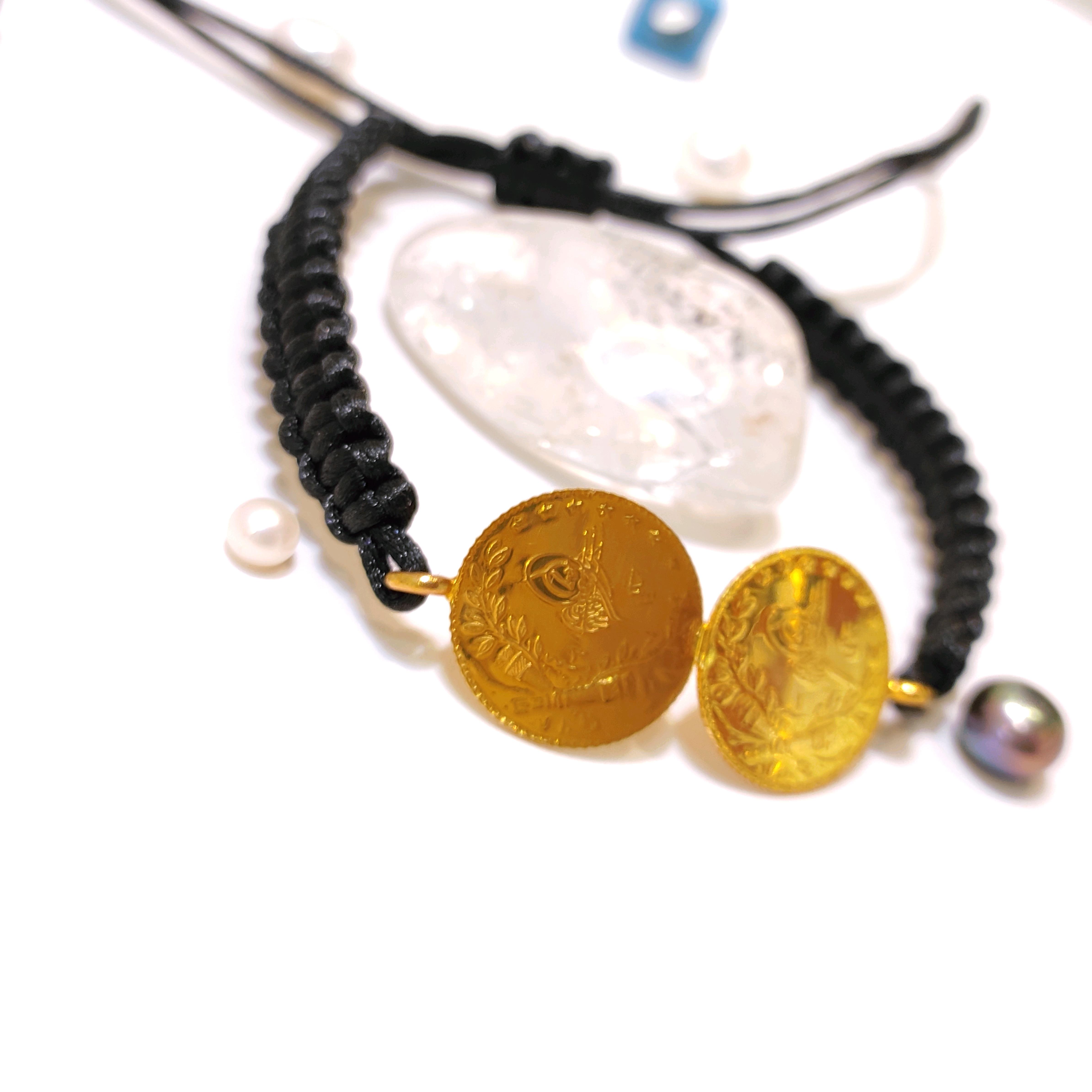 2 Adet Reşat Çeyrekli Makrome Bileklik 22 Ayar Altın HD VİDEOLU