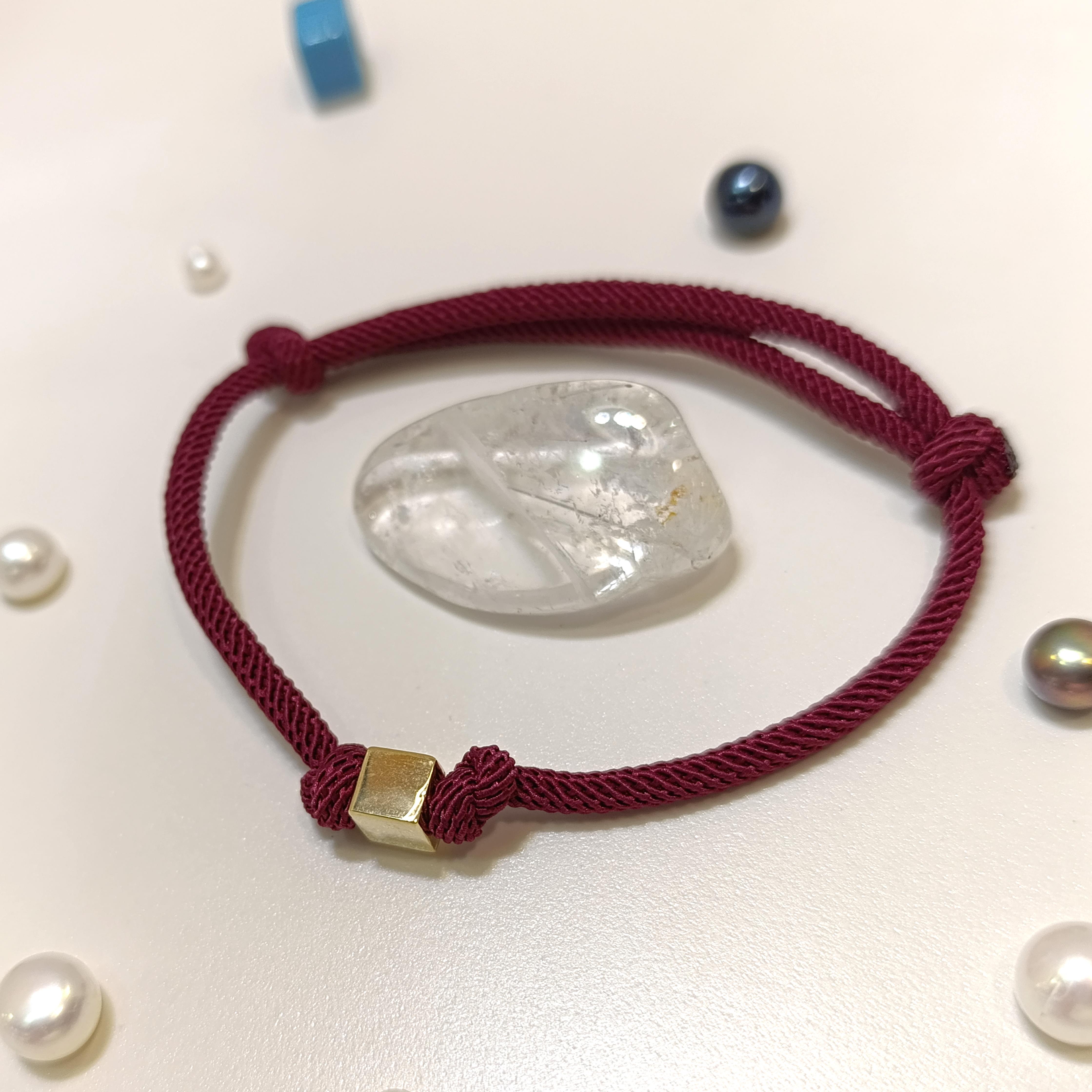 Bordo Küp Bileklik Künye 14 Ayar Altın HD VİDEOLU