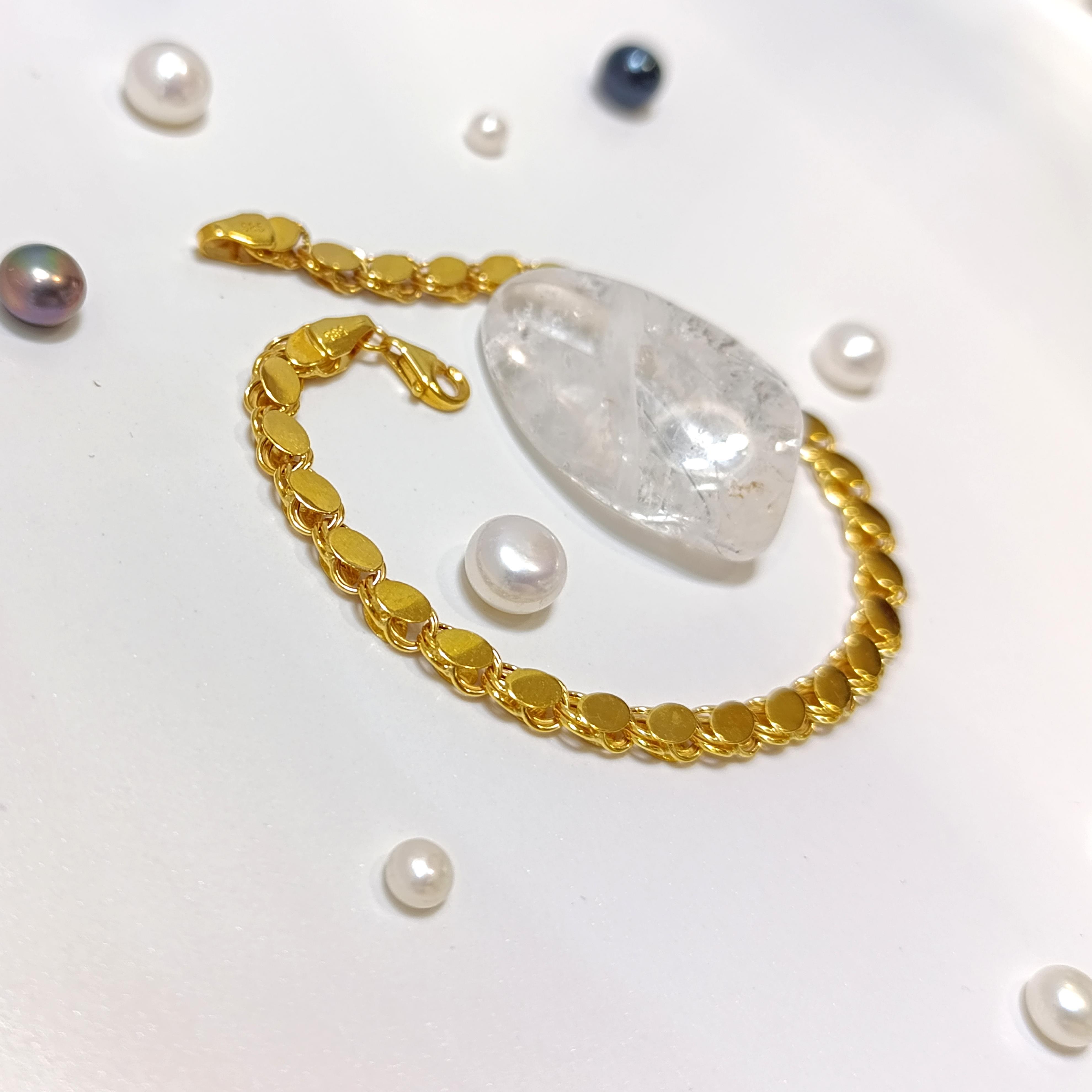 Pullu Zİncir Bileklik 14 Ayar Altın HD VİDEOLU