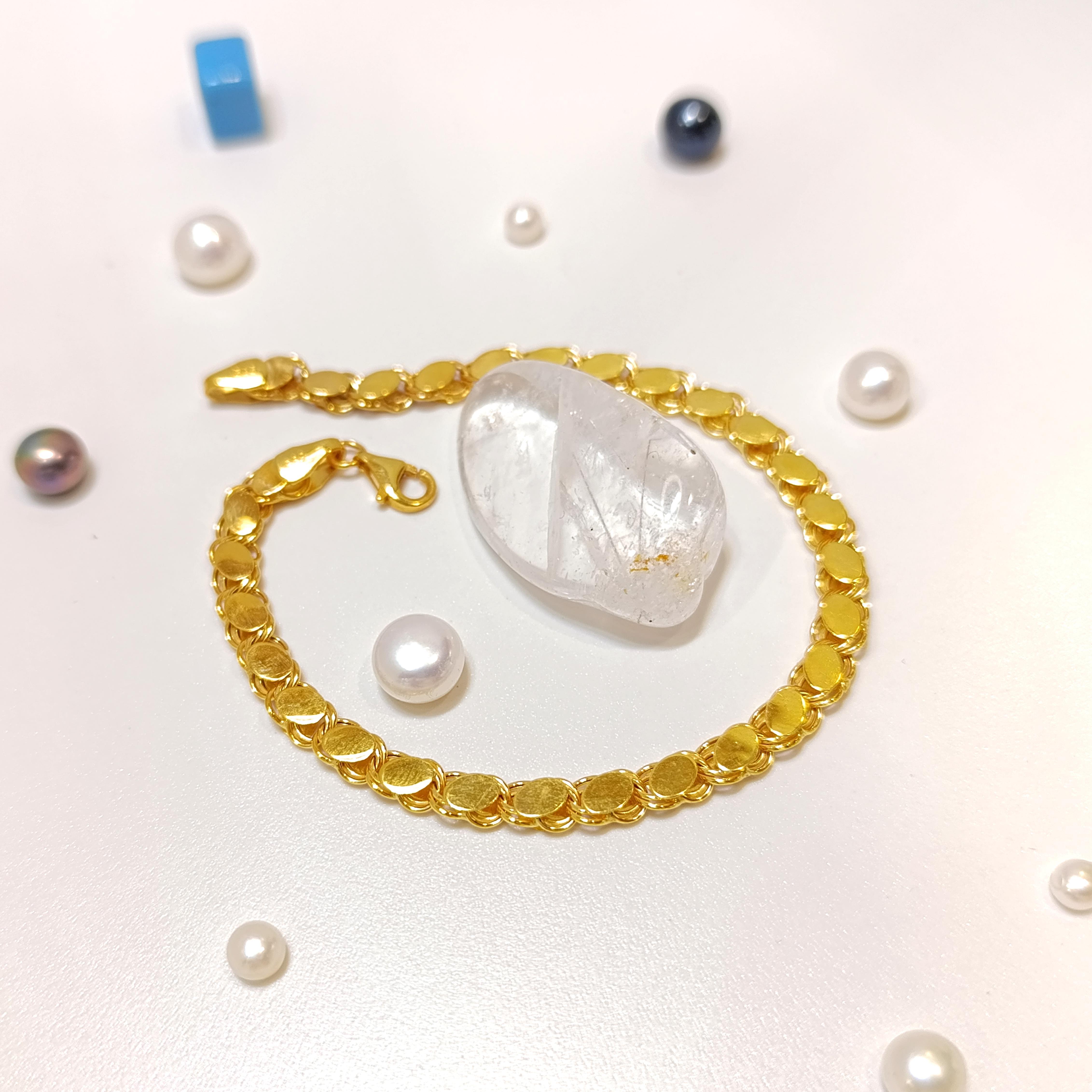 Pullu Zİncir Bileklik 14 Ayar Altın HD VİDEOLU